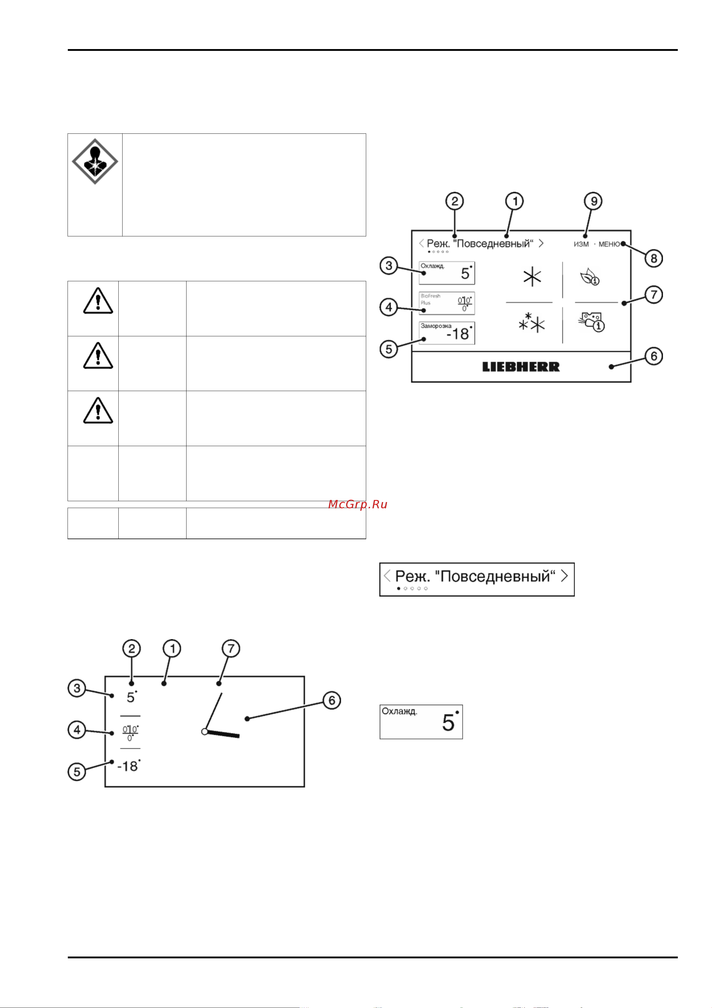 Liebherr CBNPes 4878 001 [6/40] Органы управления и индикации