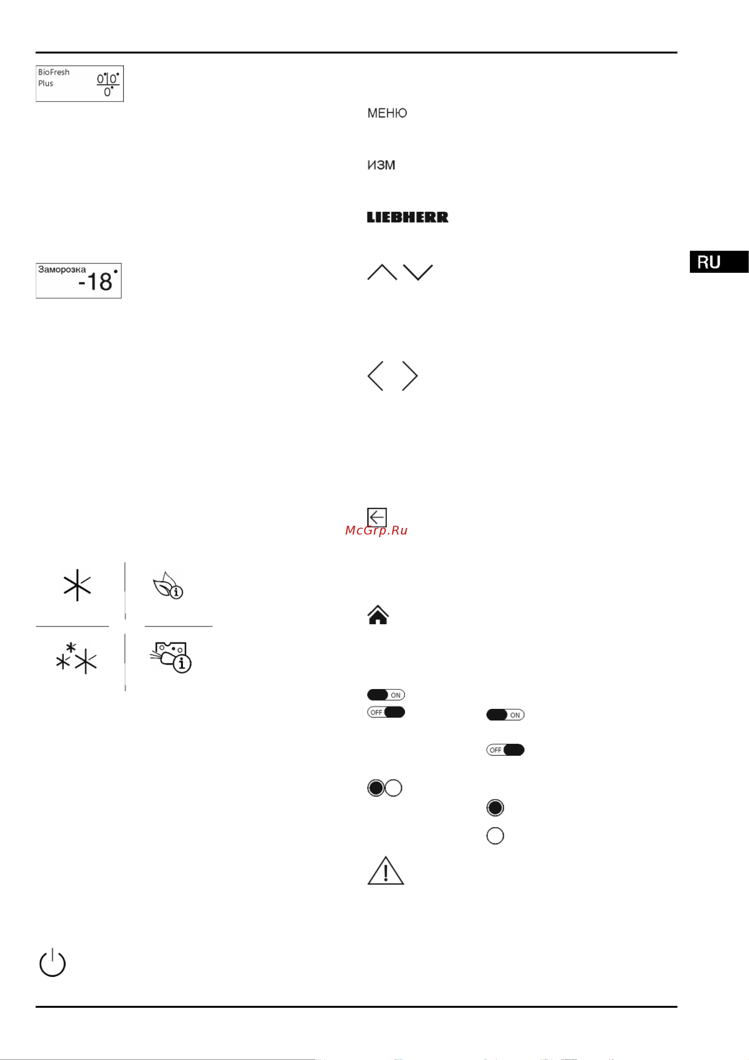 Liebherr CBNPes 4878 001 [7/40] Органы управления и индикации
