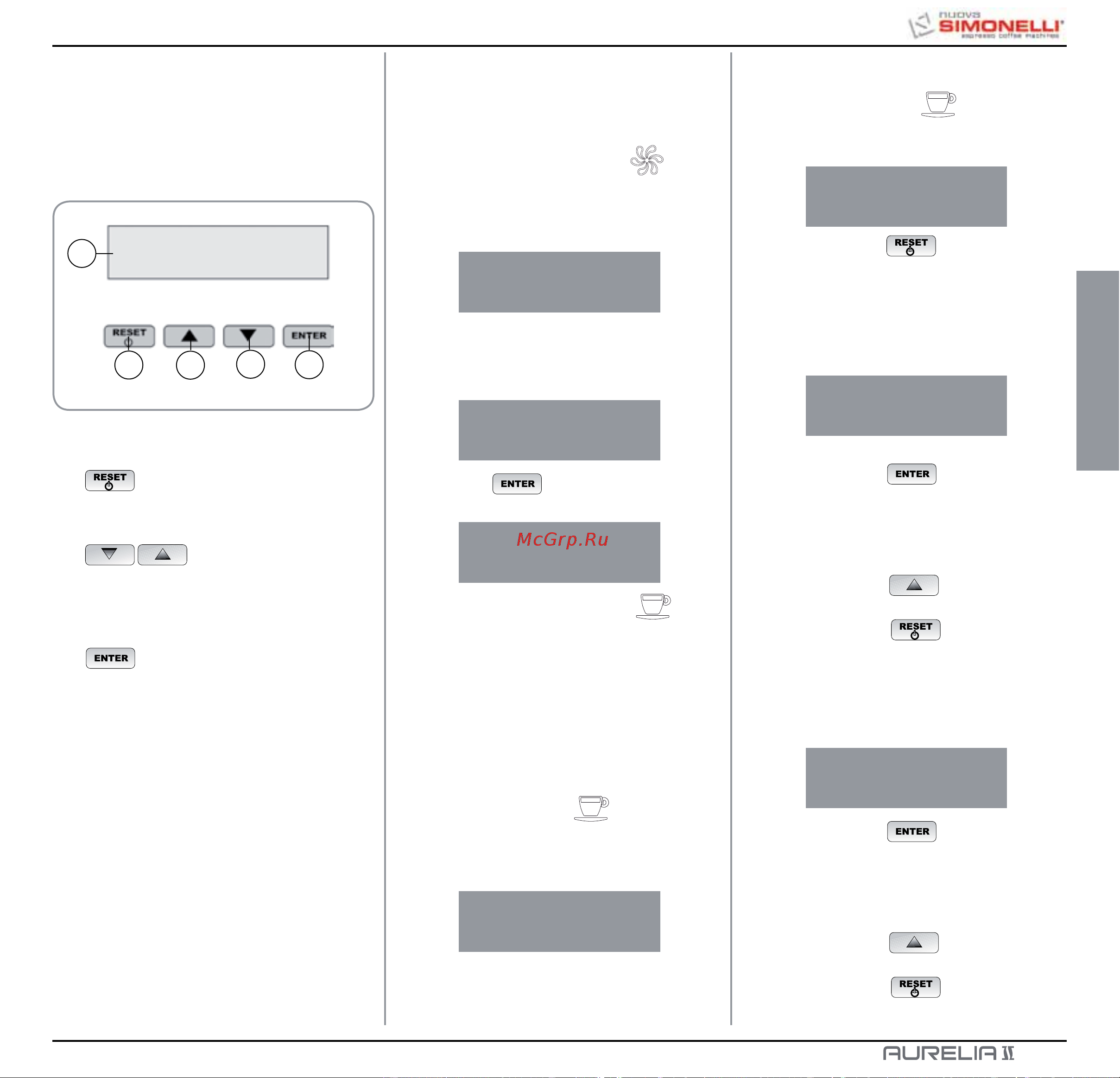 Nuova Simonelli Aurelia II 3 Gr V [185/214] Programación aurelia t3 y digit