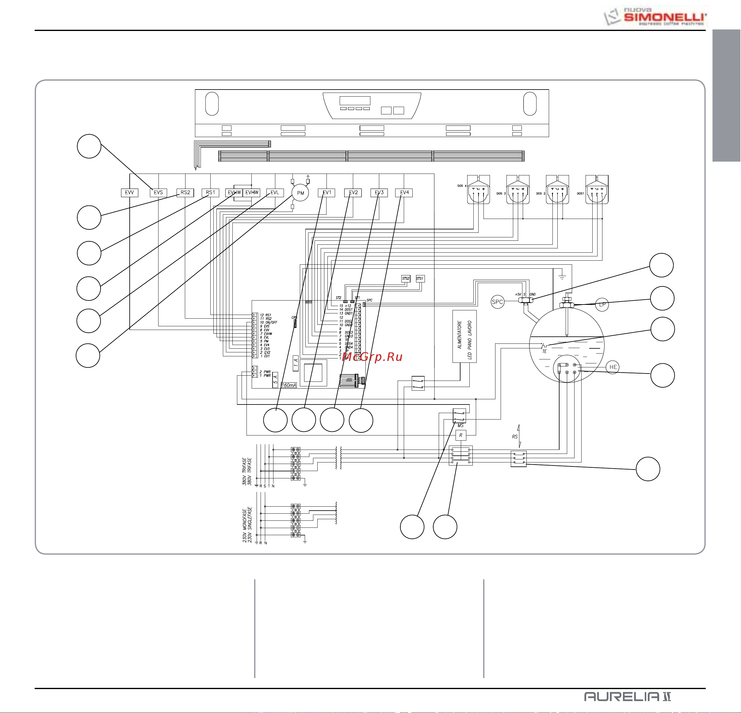 Nuova Simonelli Aurelia II 3 Gr V [207/214] Elektroanlage instalación eléctrica aurelia ii digit