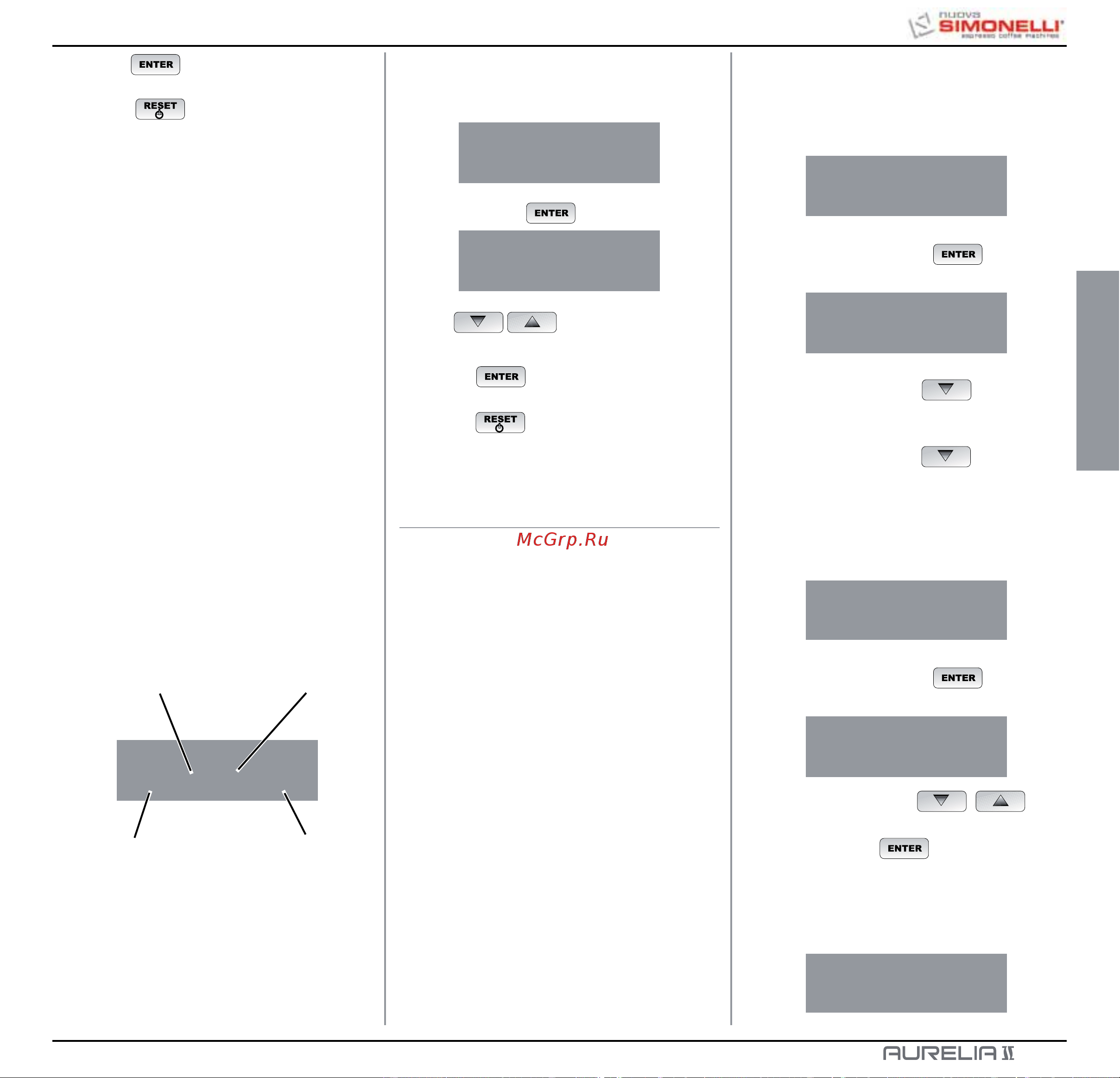 Nuova Simonelli Aurelia II 2 Gr S [193/214] Setpoint press xx xx bar