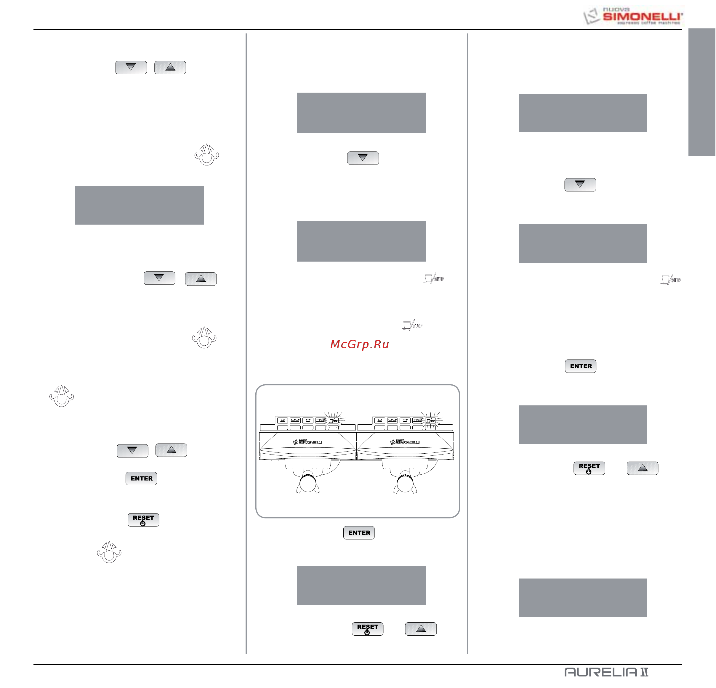 Nuova Simonelli Aurelia II 2 Gr S [23/214] Program dosi sec vap