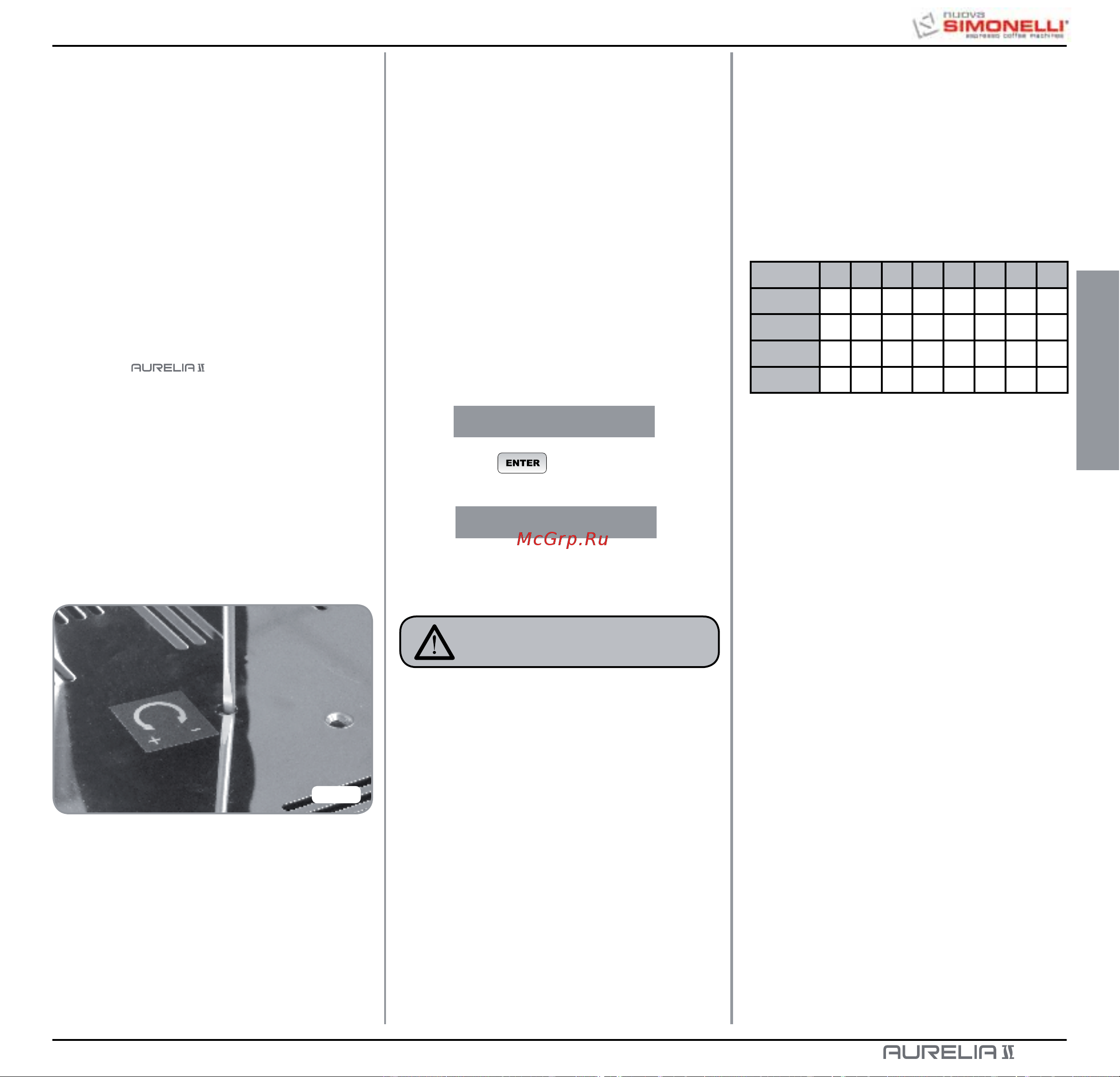 Nuova Simonelli Aurelia II 2 Gr S [53/214] Hot water economiser adjustment