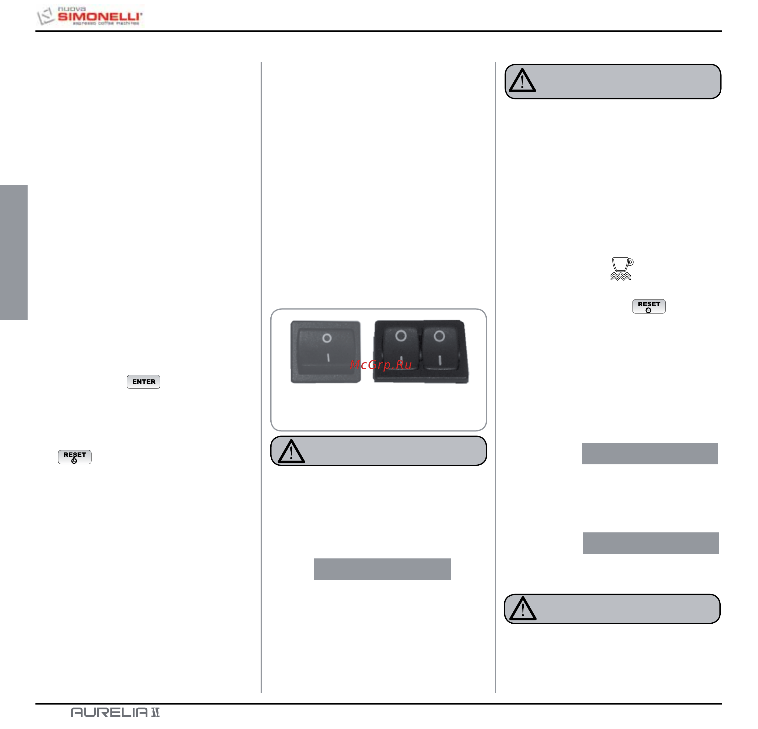Nuova Simonelli Aurelia II 2 Gr S [54/214] Commissioning procedure or after boiler maintenance t3 version