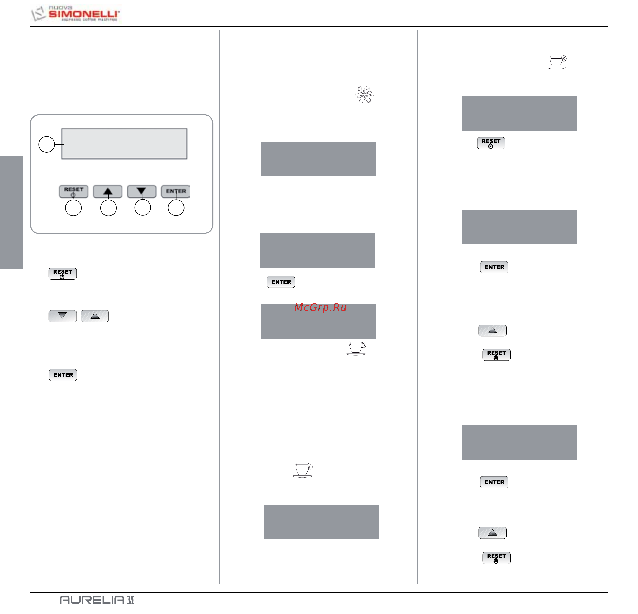Nuova Simonelli Aurelia II 2 Gr S [58/214] Programming user mode