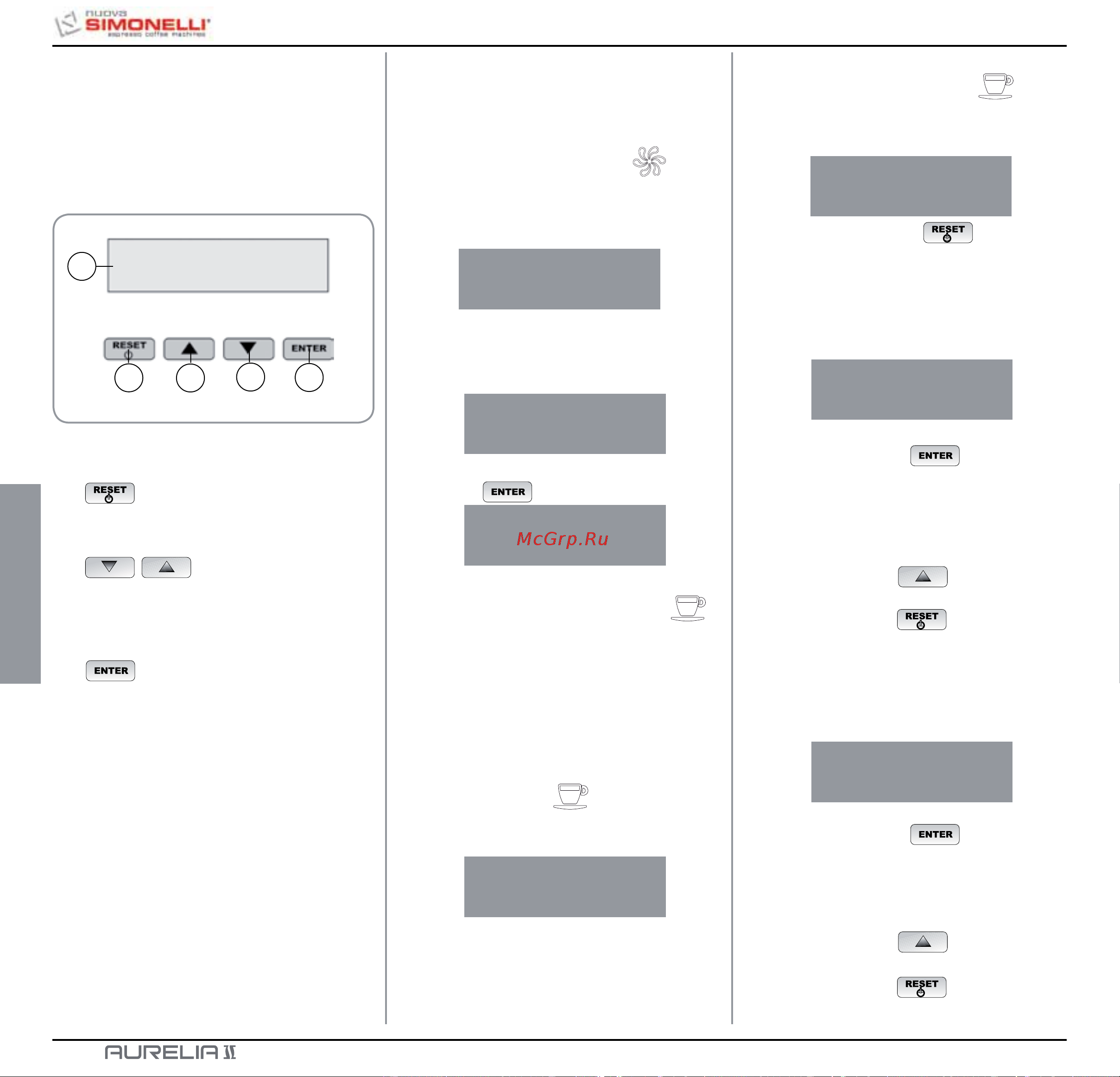 Nuova Simonelli Aurelia II 2 Gr S [96/214] Programmation aurelia t3 et digit