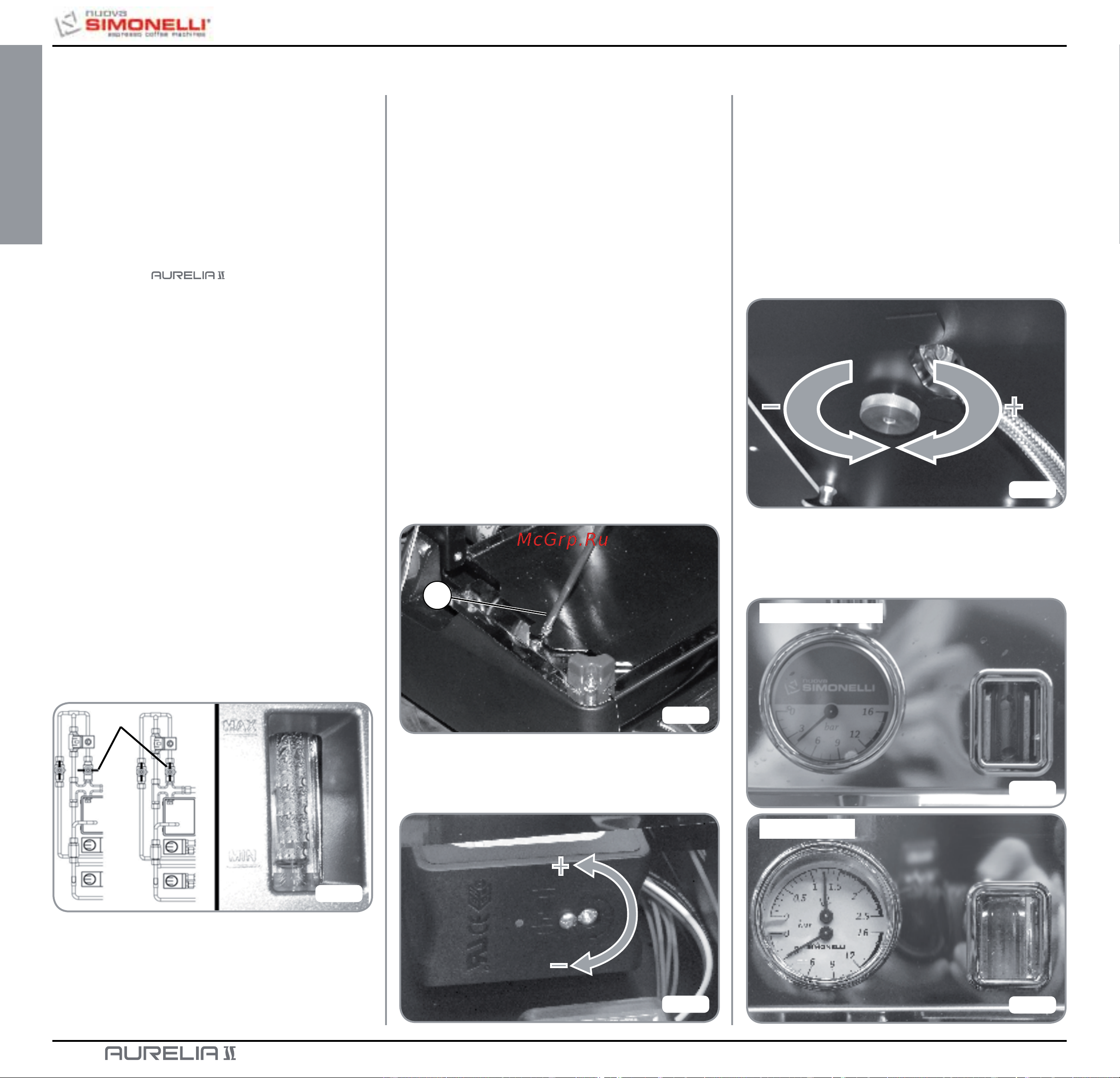 Nuova Simonelli Aurelia II 3 Gr S [14/214] Regolazioni del tecnico qualificato