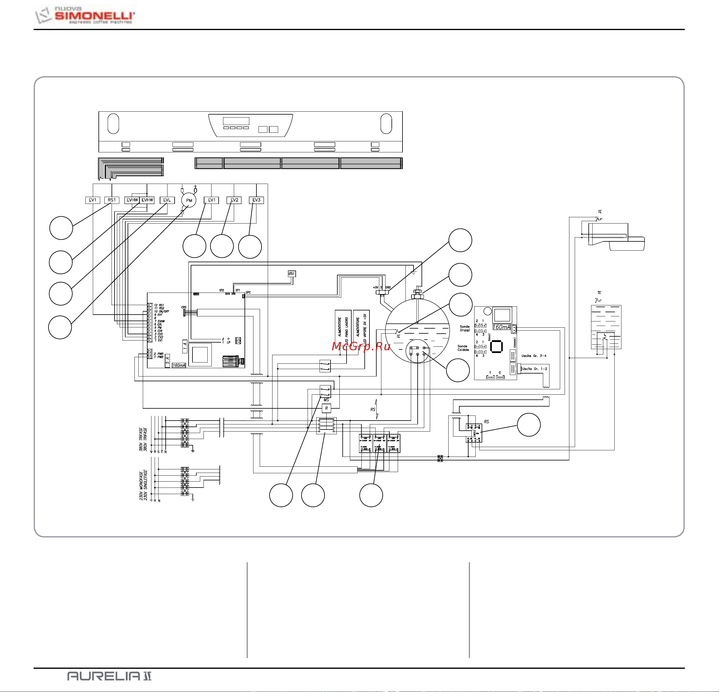 Nuova Simonelli Aurelia II 3 Gr S [208/214] Elektroanlage instalación eléctrica aurelia ii t3