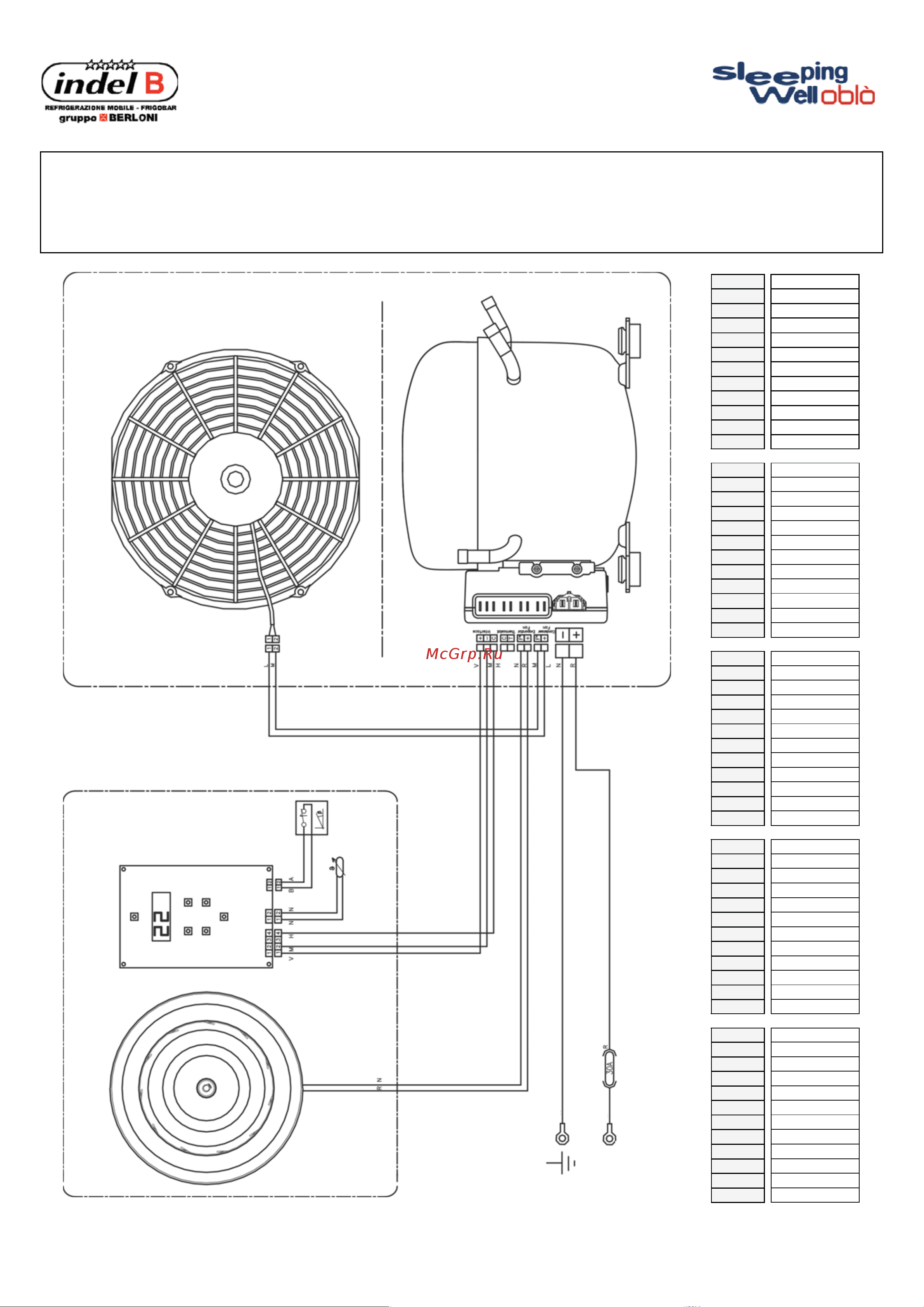 Indel B SLEEPING WELL OBLO (24V) [13/16] Электрическая схема