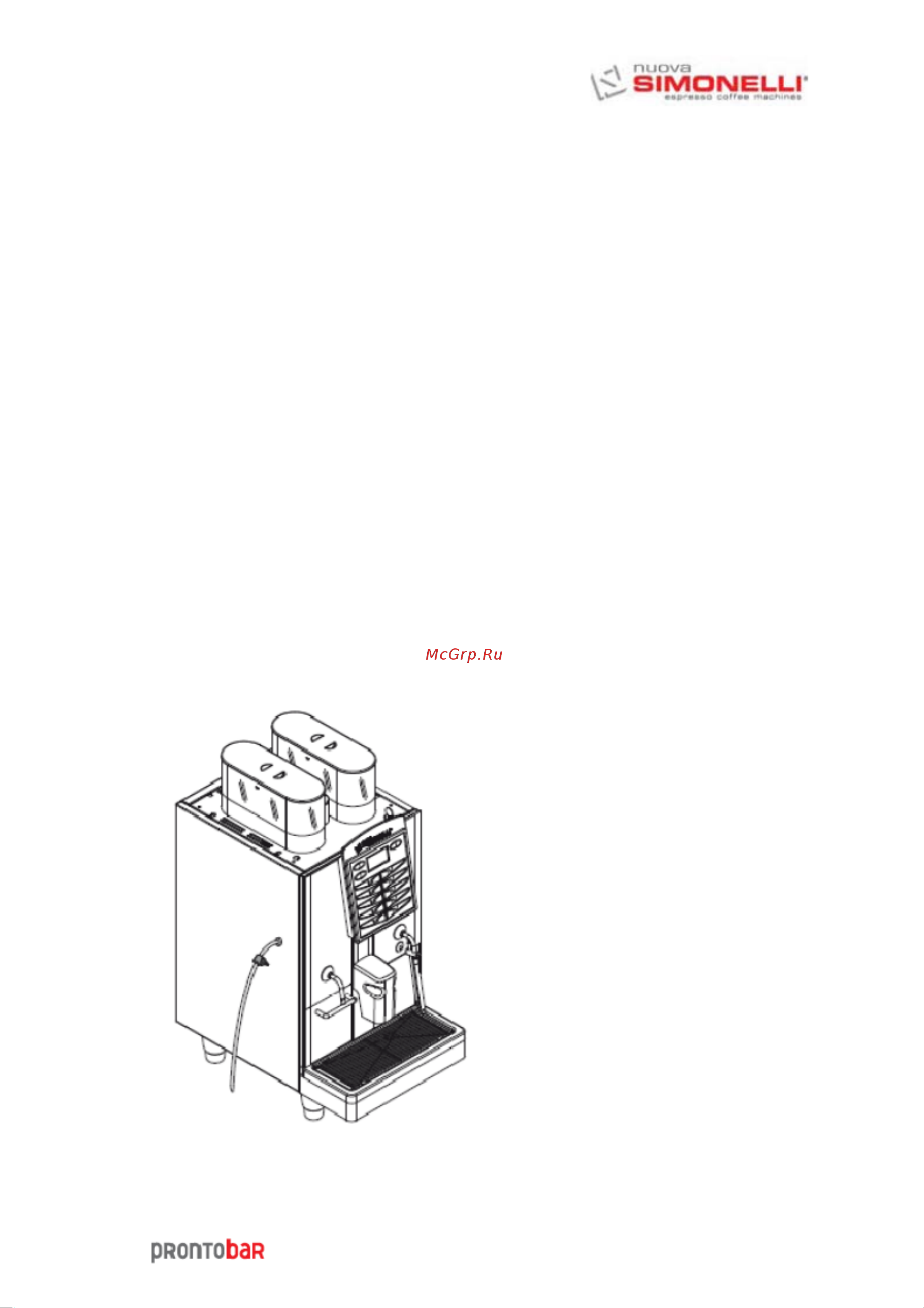 Nuova Simonelli Prontobar 2 Gr Руководство по эксплуатации онлайн [3/52] 774430