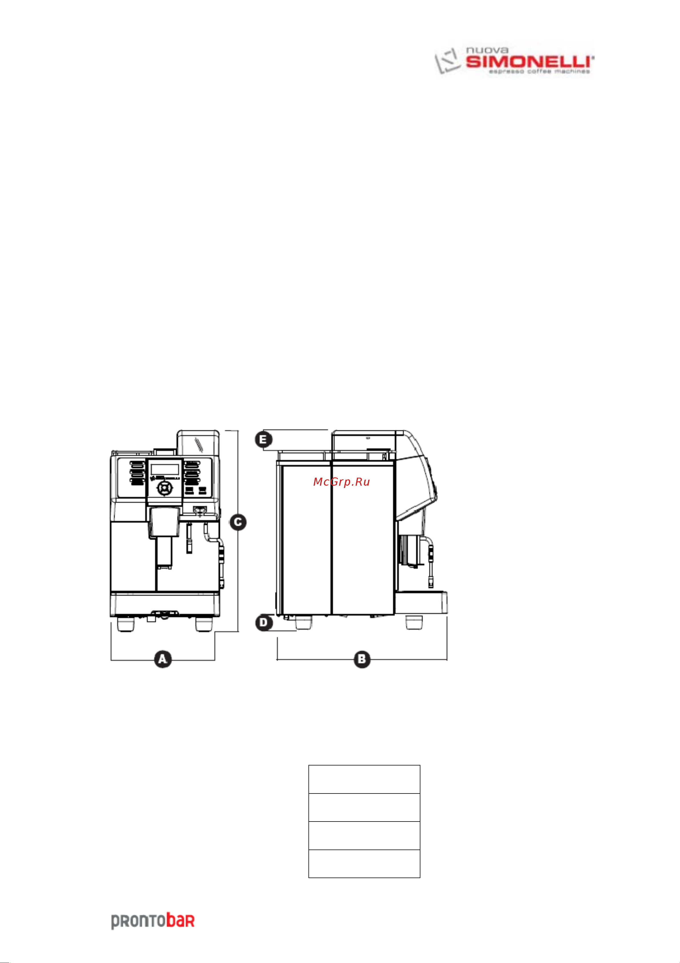 Nuova Simonelli Prontobar 2 Gr Руководство по эксплуатации онлайн [4/52] 774430