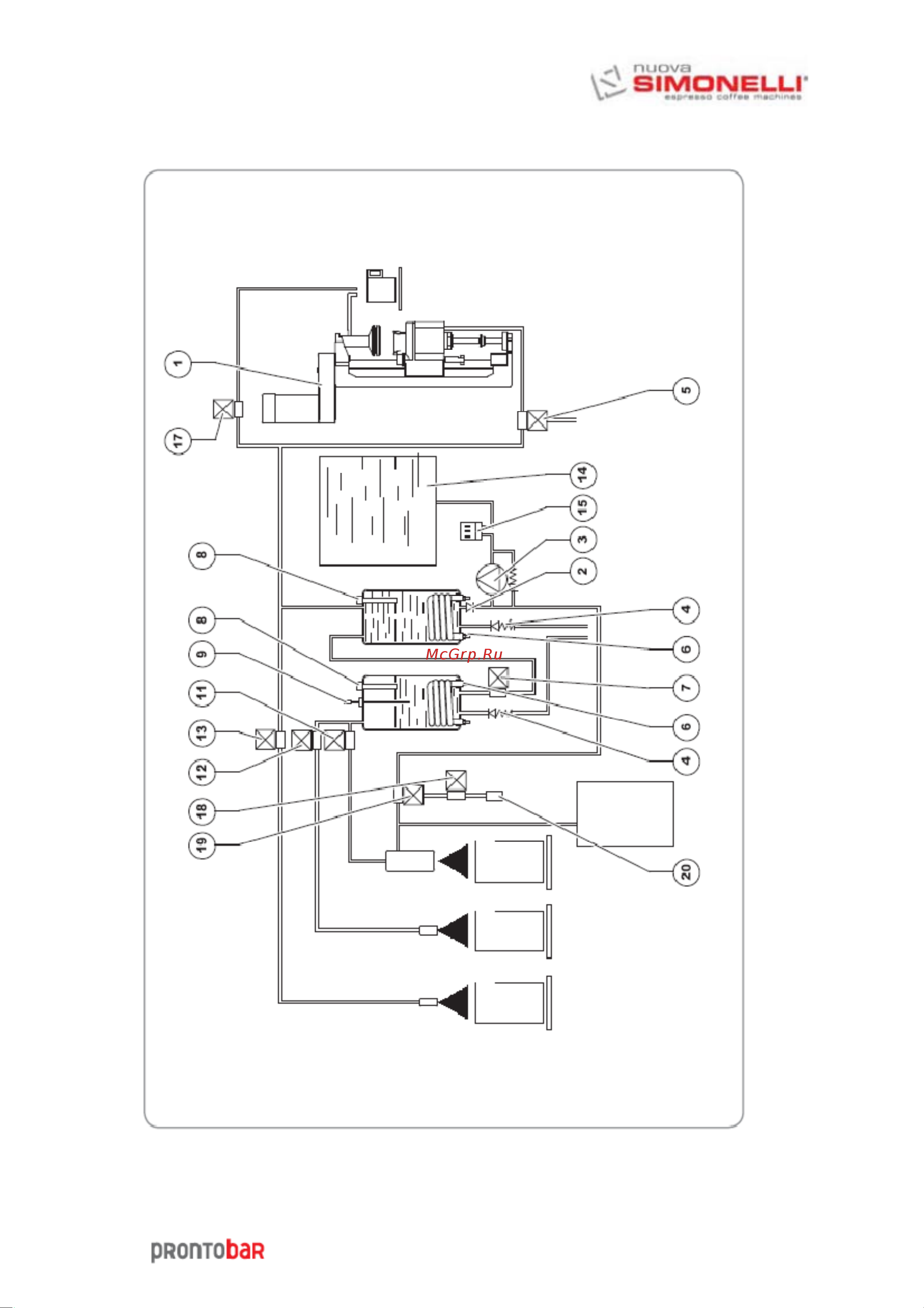Nuova Simonelli Prontobar 2 Gr [49/52] Гидравлическая схема заливной модели