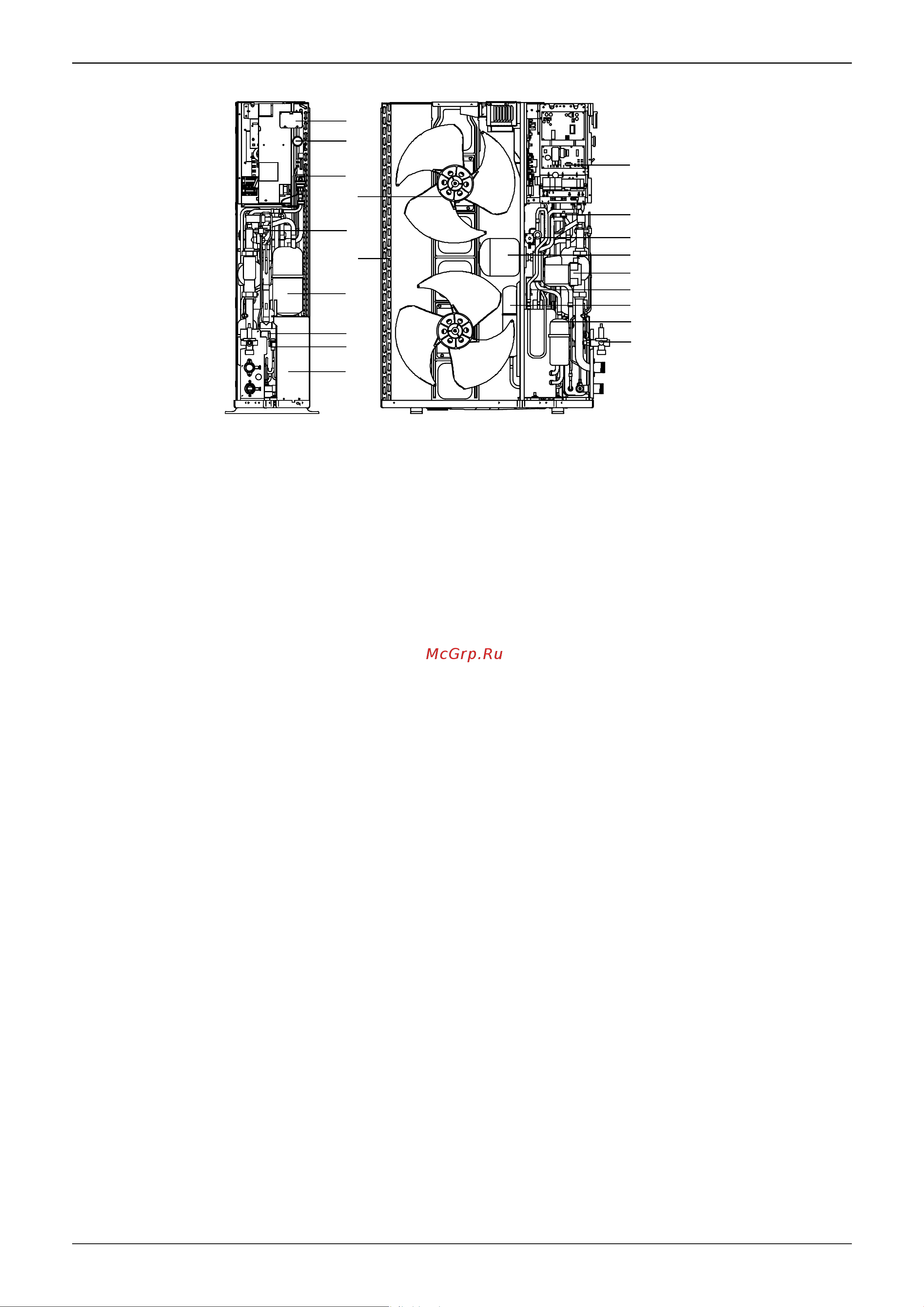 Midea MGRH12A-PA3Z [9/96] Operation panel 2 water manometer 3 automatic discharge valve 4 axial flow fan 5 differential pressure switch 6 condenser 7 accumulater 8 security discharge 9 electric expansive valve 10 plate heat exchanger
