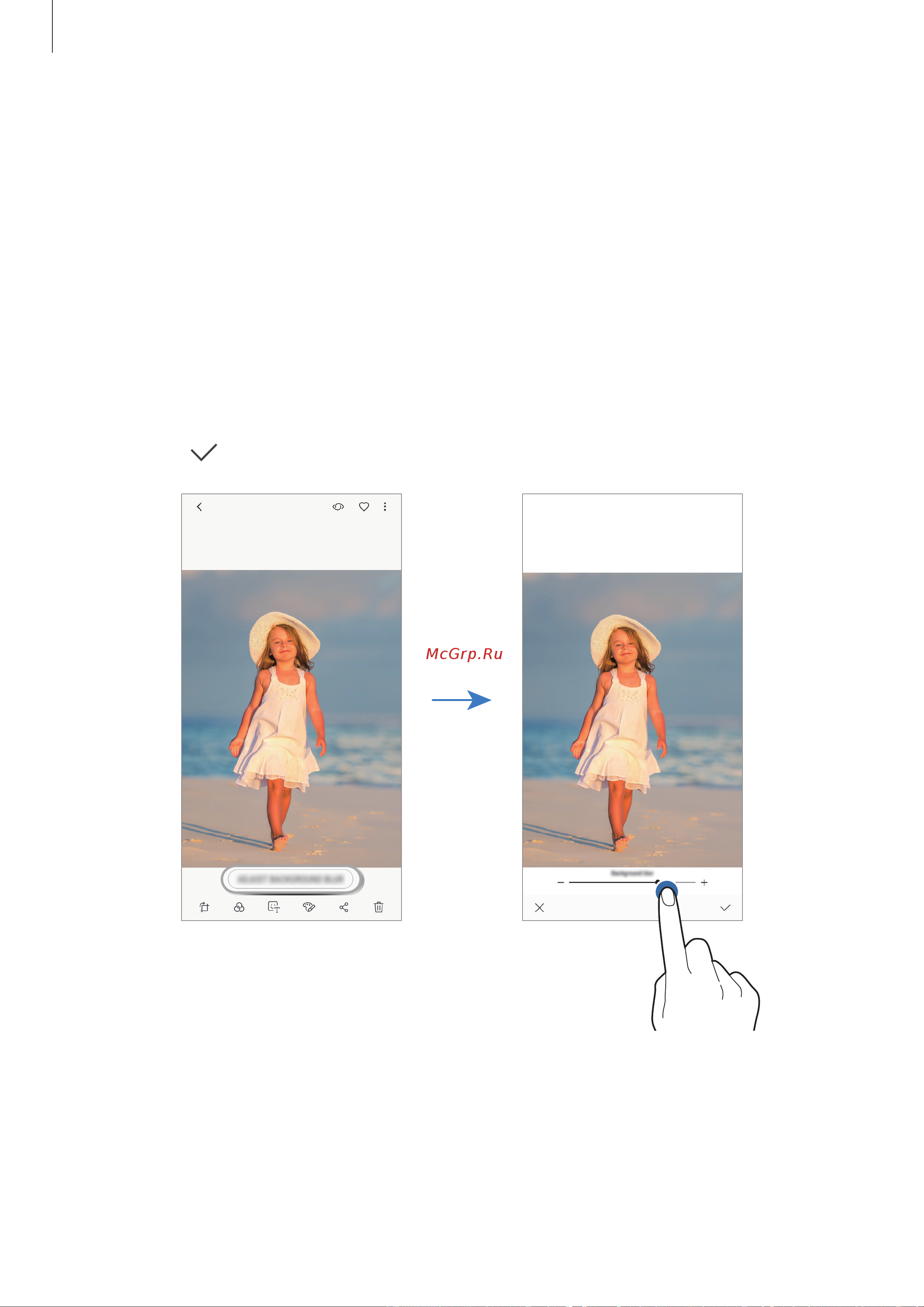 Samsung Galaxy A6 [86/188] Изменение степени размытия заднего плана на фотографиях снятых с помощью функции динамического фокуса
