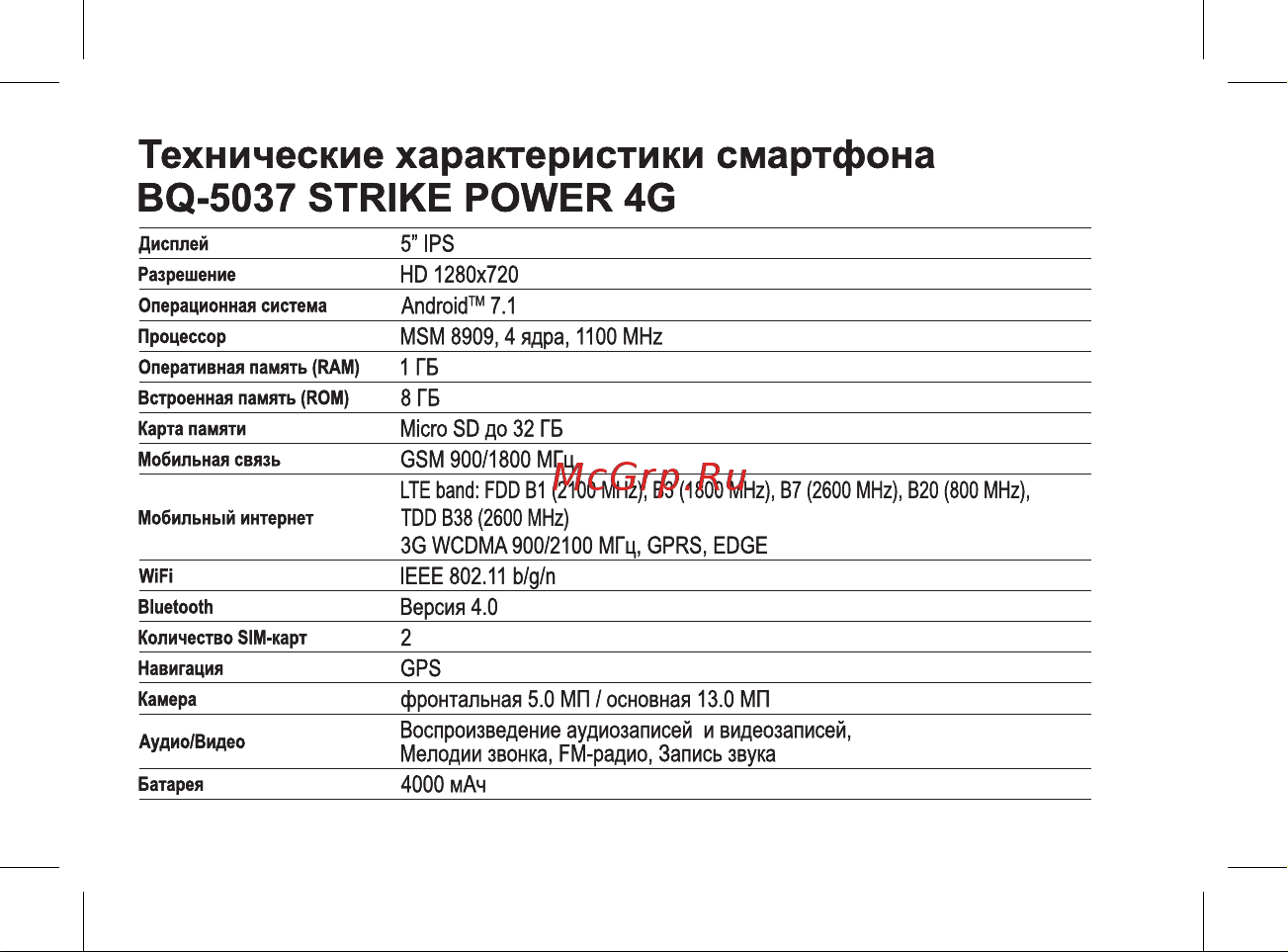 BQ Strike Power LTE Руководство по эксплуатации онлайн [4/47] 774731