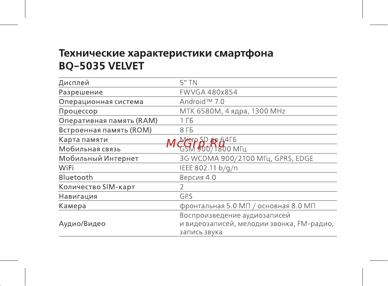 BQ Velvet [4/44] Технические характеристики смартфона bq 5035 velvet
