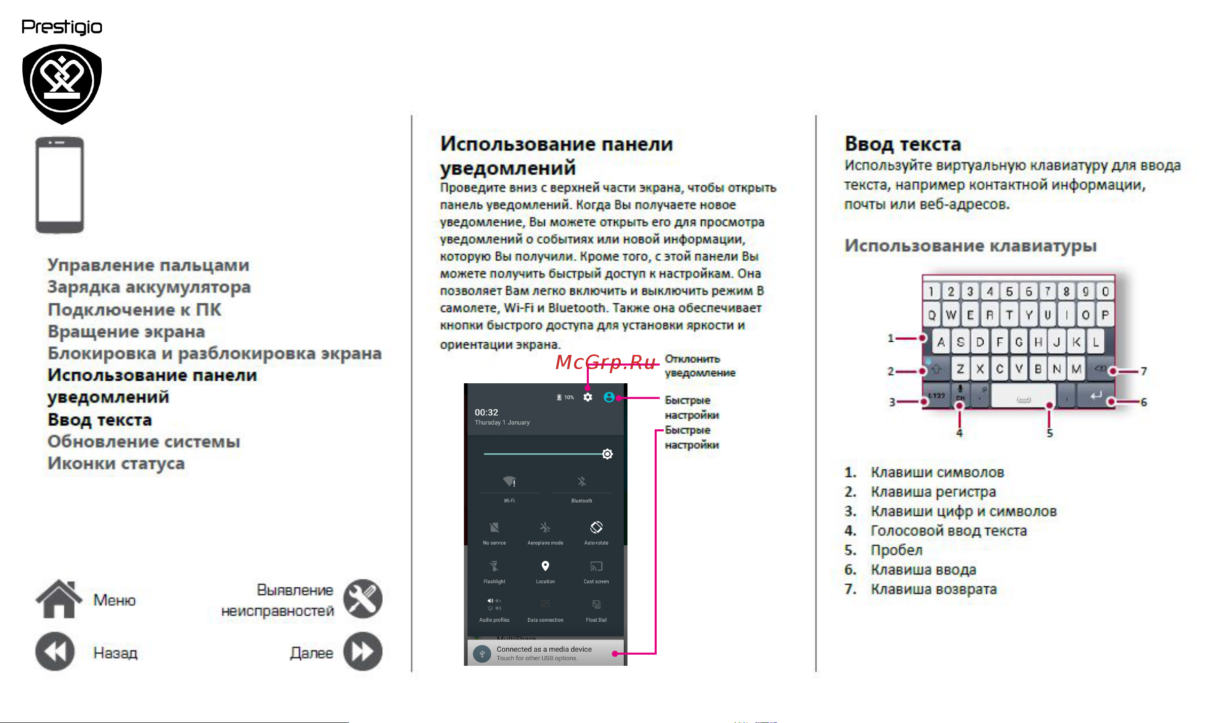Prestigio Grace Q5 PSP5506DUOBLUE [14/39] Вво текста