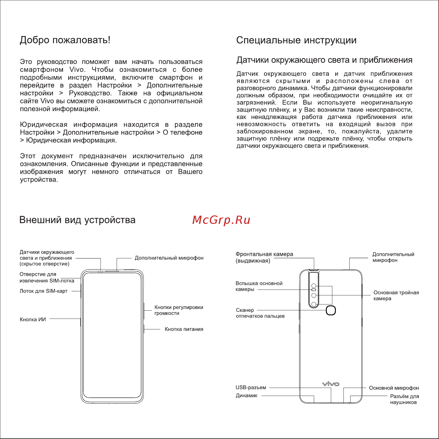 VIVO V15 Glamour 1819 Руководство по эксплуатации онлайн [2/2] 774922