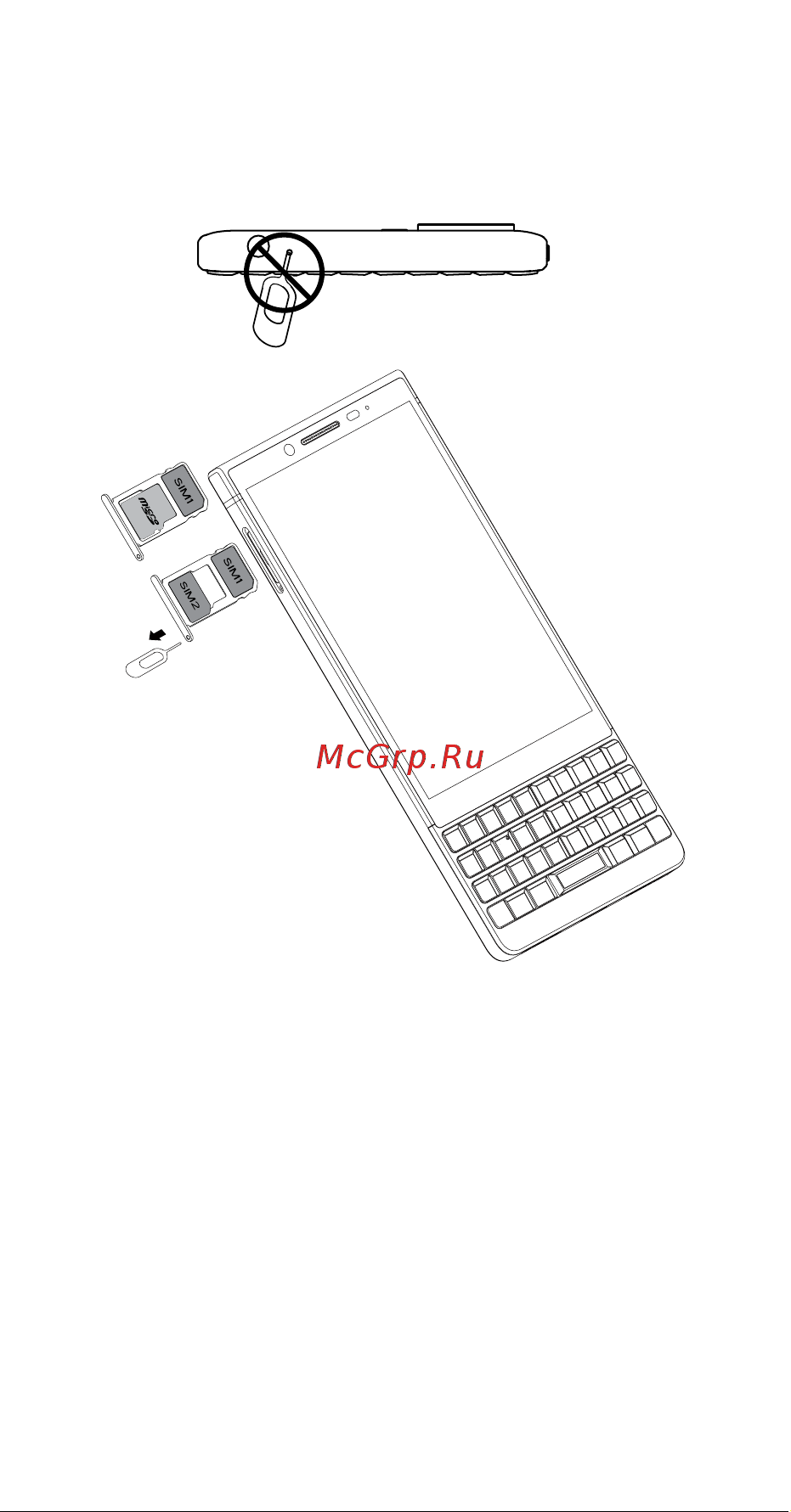 Blackberry KEY2 128GB (BBF100-6) [3/14] Установка или извлечение sim карты