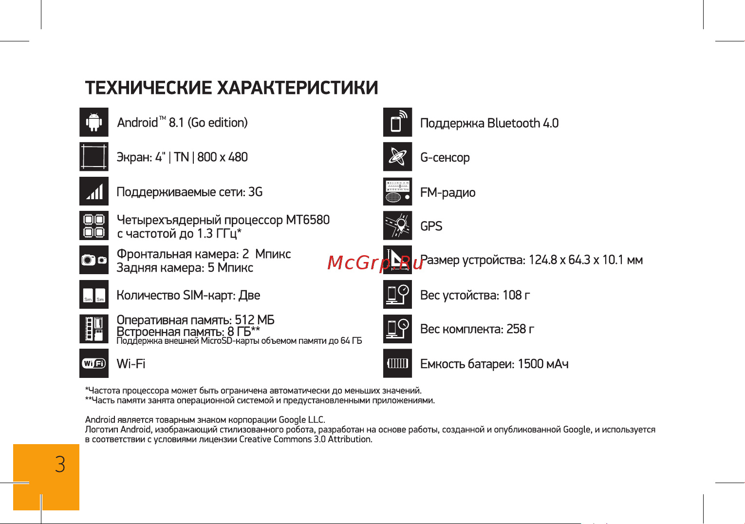 Digma VOX V40 3G Руководство по эксплуатации онлайн [3/24] 775028