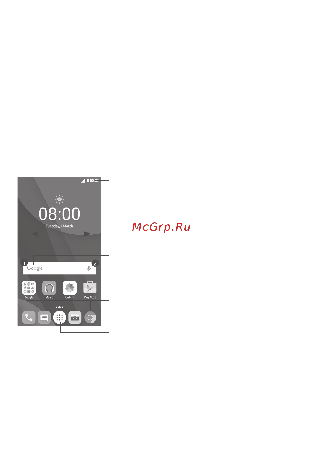 Alcatel PIXI 4 4034D [21/116] Главный экран