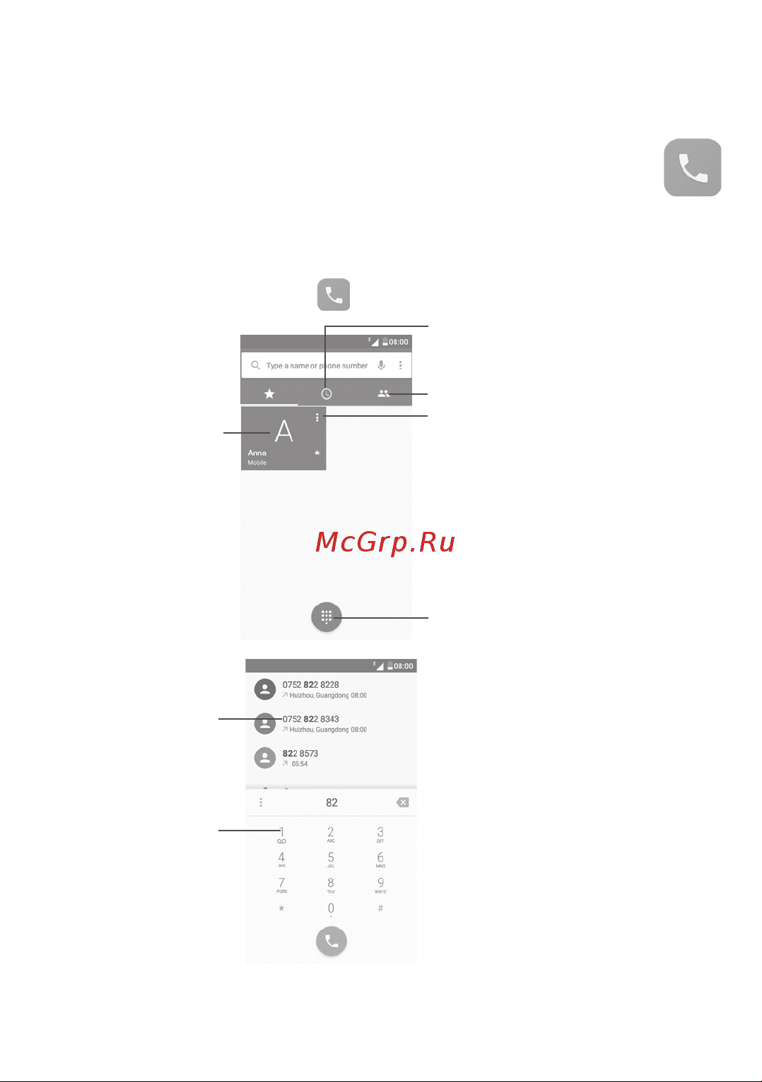 Alcatel PIXI 4 4034D [30/116] Набор вызовы и контакты