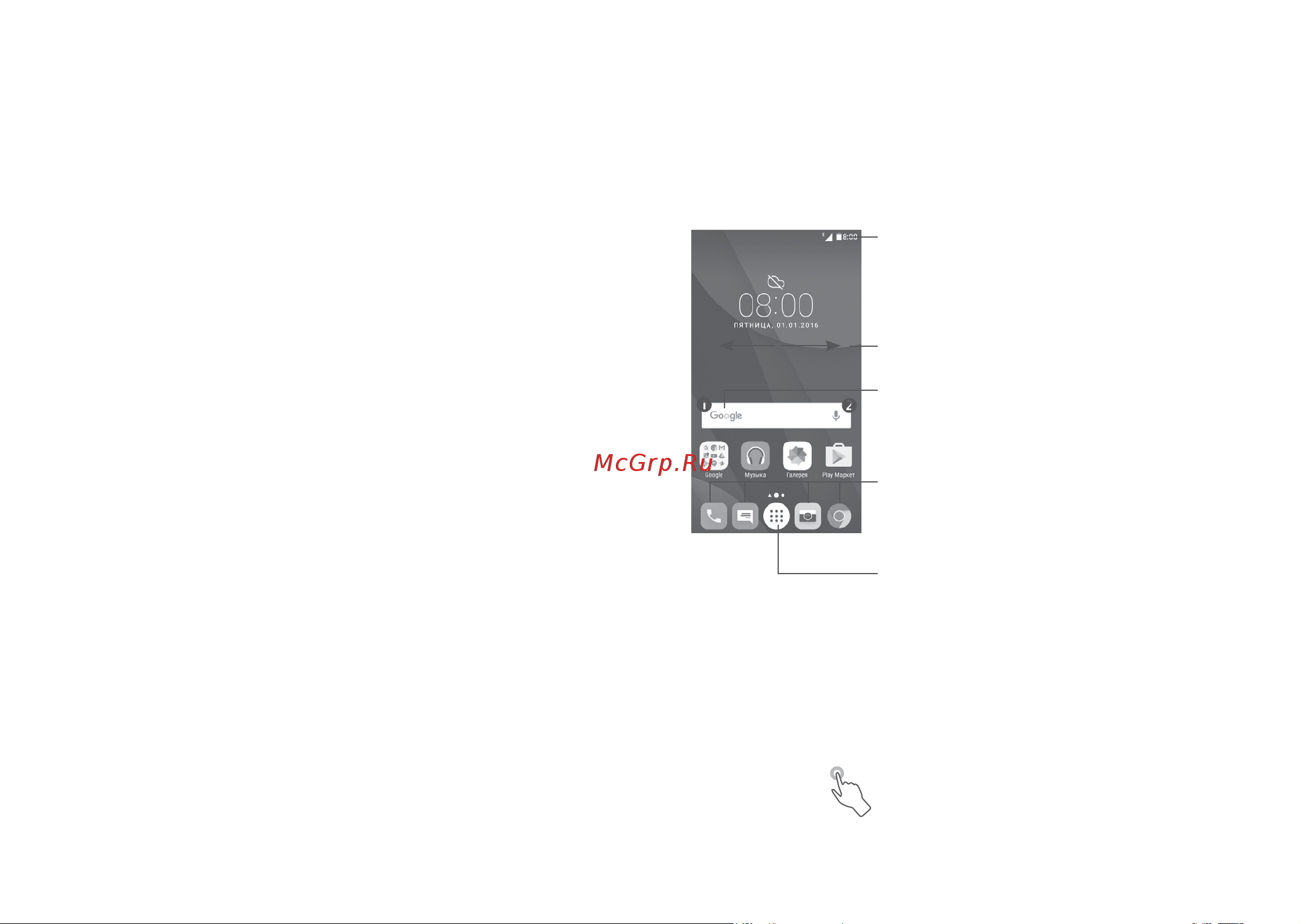 Alcatel One Touch Pixi 5010D [13/62] Главный экран
