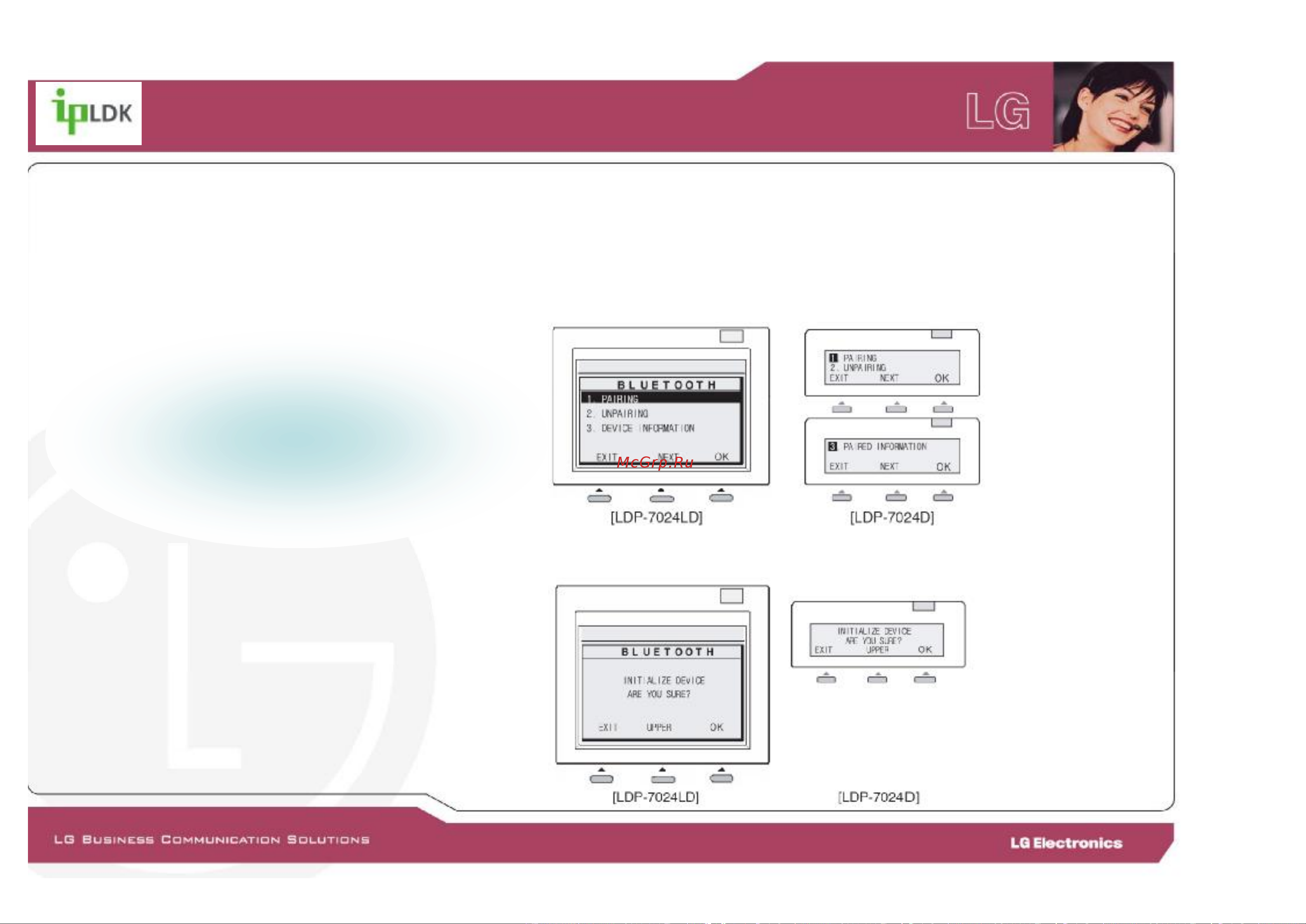 LG EricssonEricssonLDP-7008D [47/49] Установка гарнитуры для btu и bt