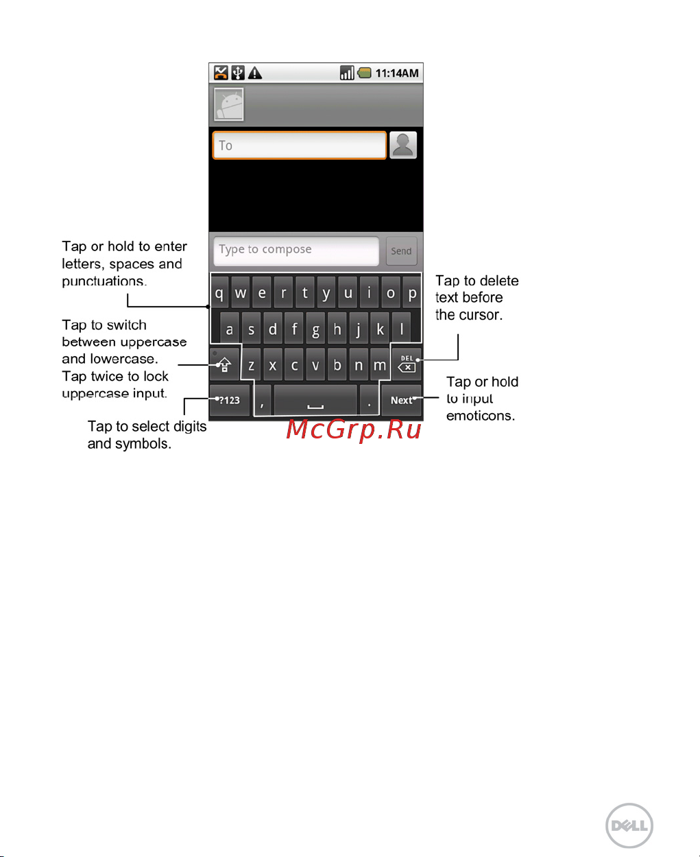 Dell XCD35 Smartphone [39/96] Touch input settings