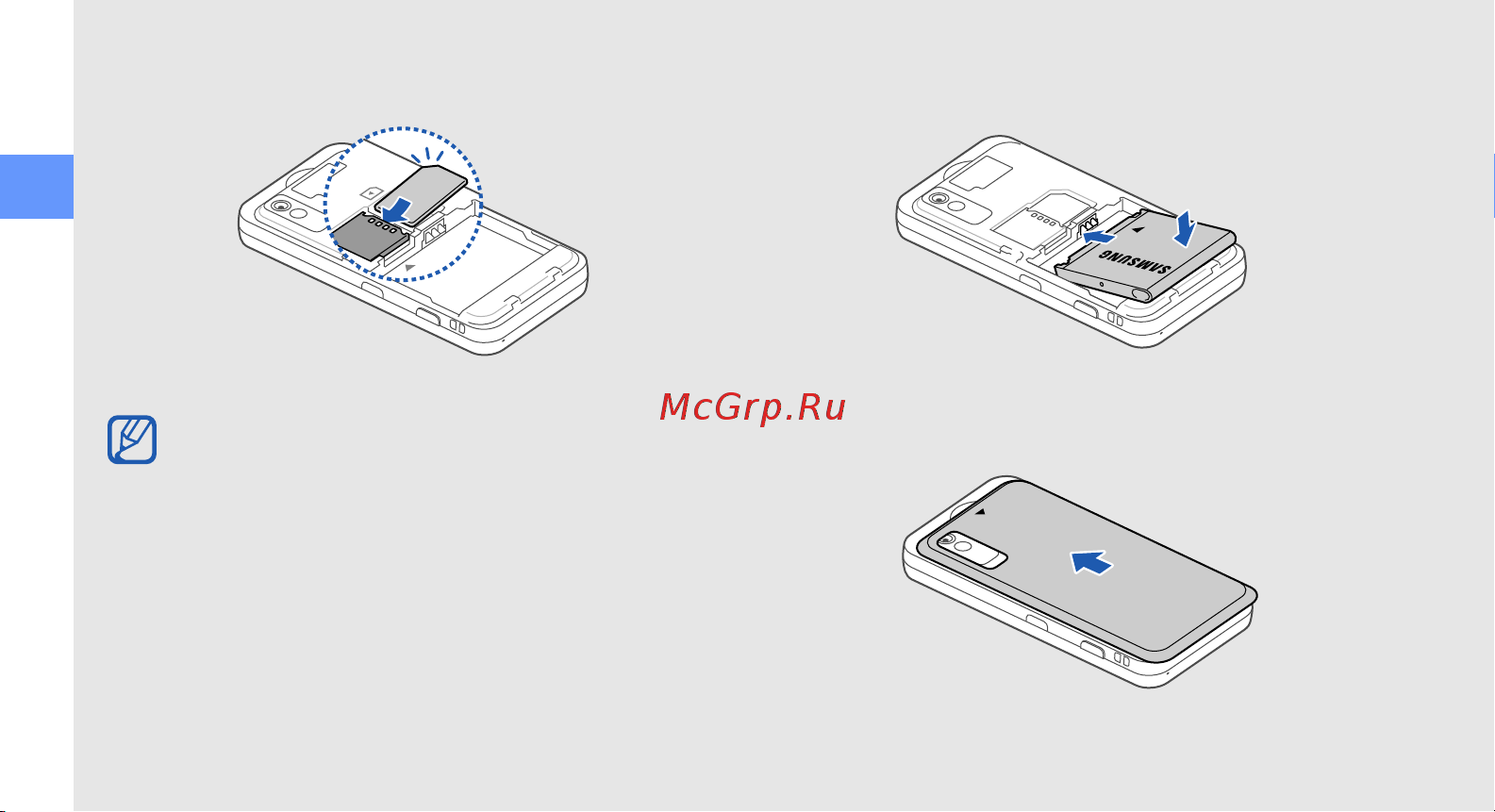 Samsung GT-S5230 La Fleur [24/91] Вставьте sim карту 3 вставьте аккумулятор