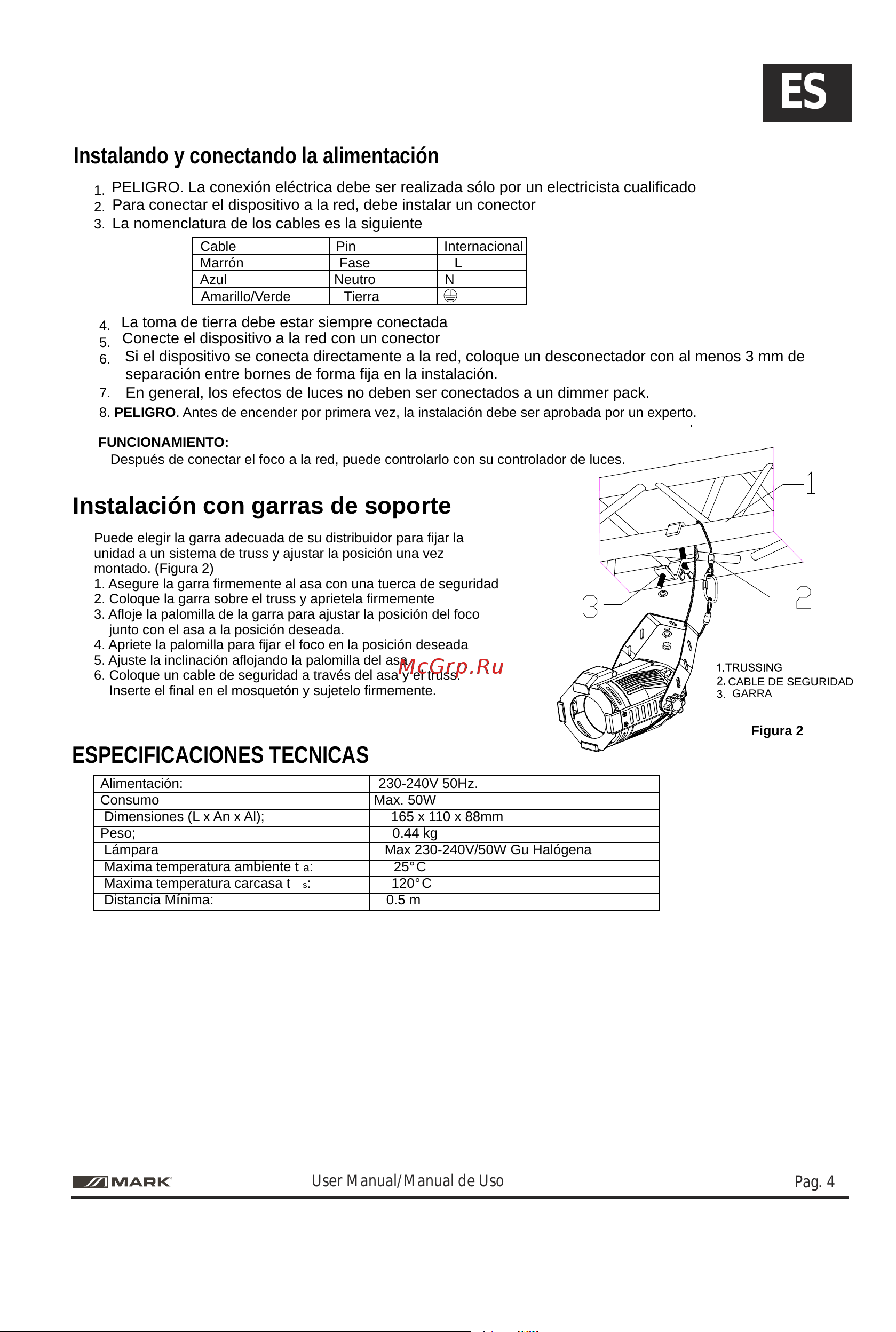 WORK DECO PAR-16 [4/4] Especificaciones tecnicas