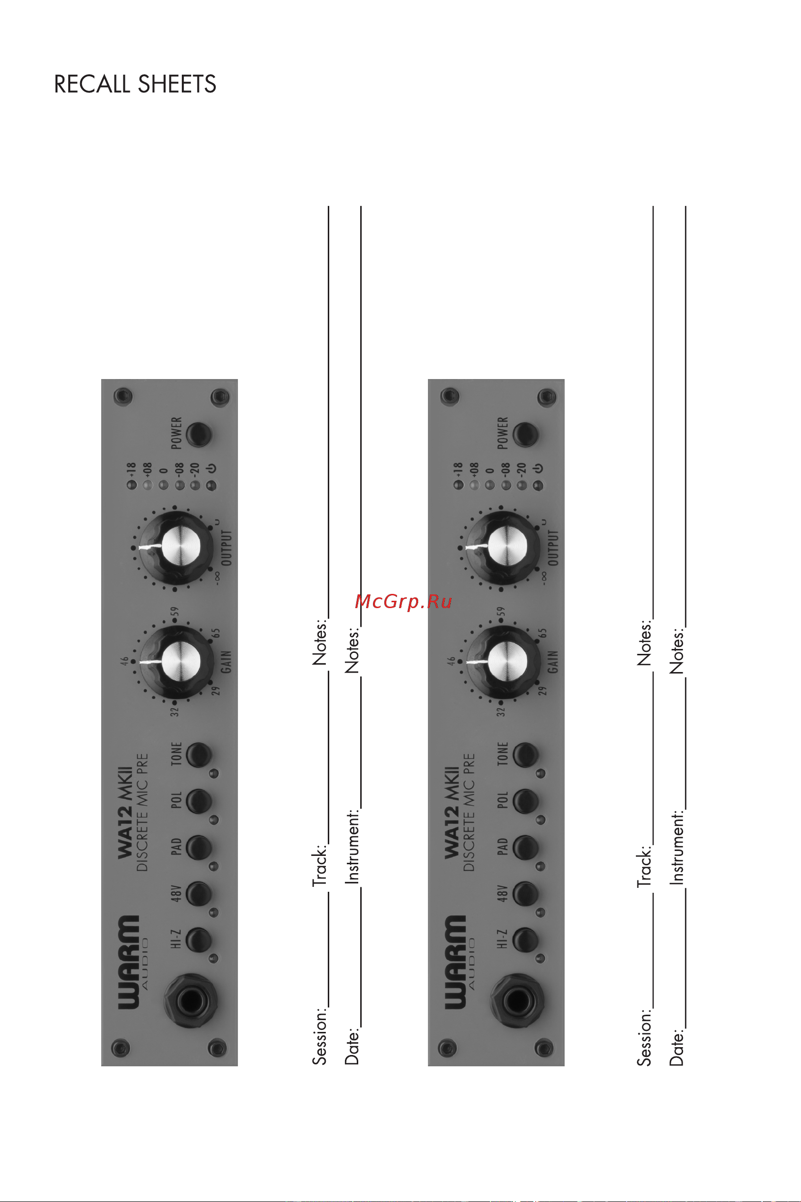 WARM AUDIO WA12 MK II Руководство по эксплуатации онлайн [11/12] 776056