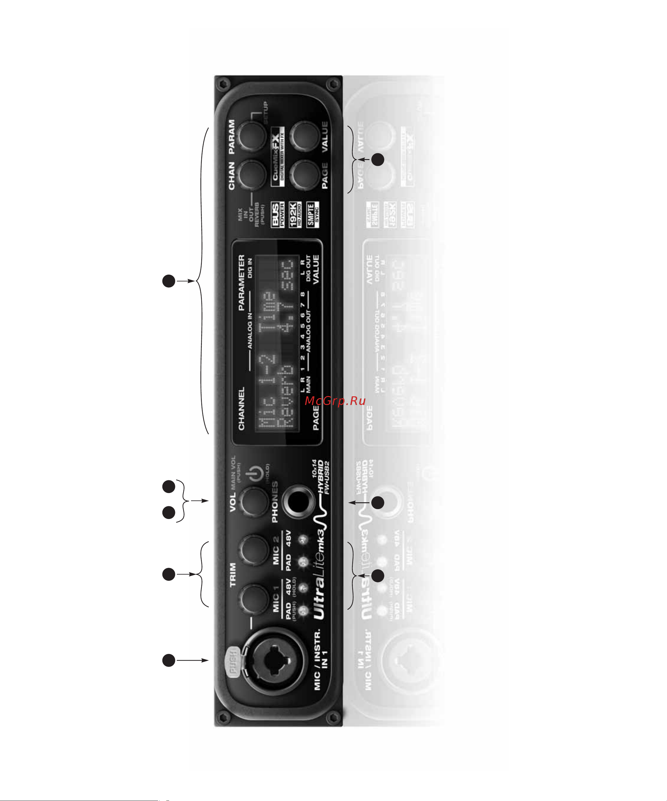 MOTU ULTRALITE MKIII HYBRID [5/112] Quick reference ultralite mk3 hybrid front panel