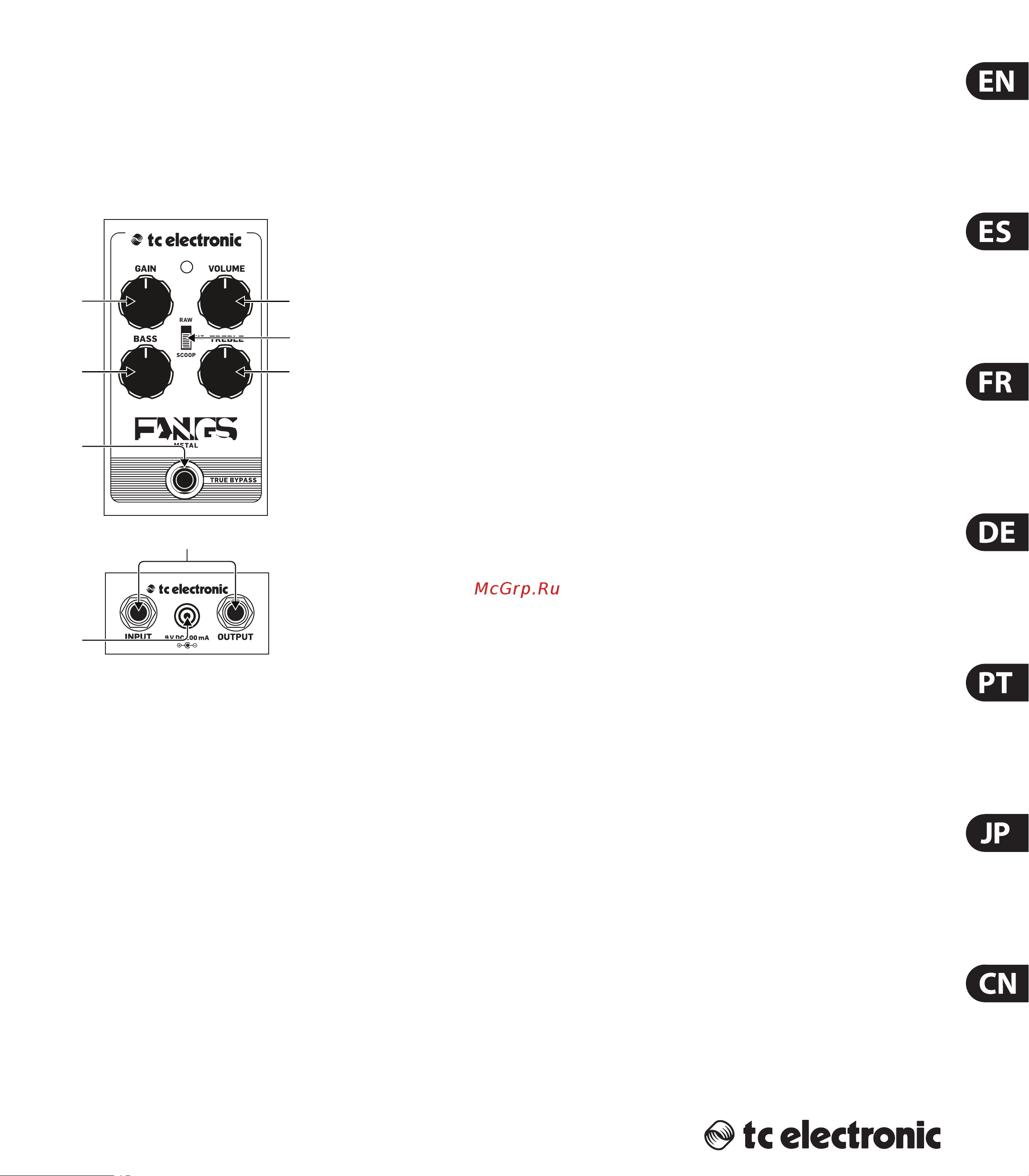 Tc Electronic Fangs Metal Distortion Руководство по эксплуатации онлайн