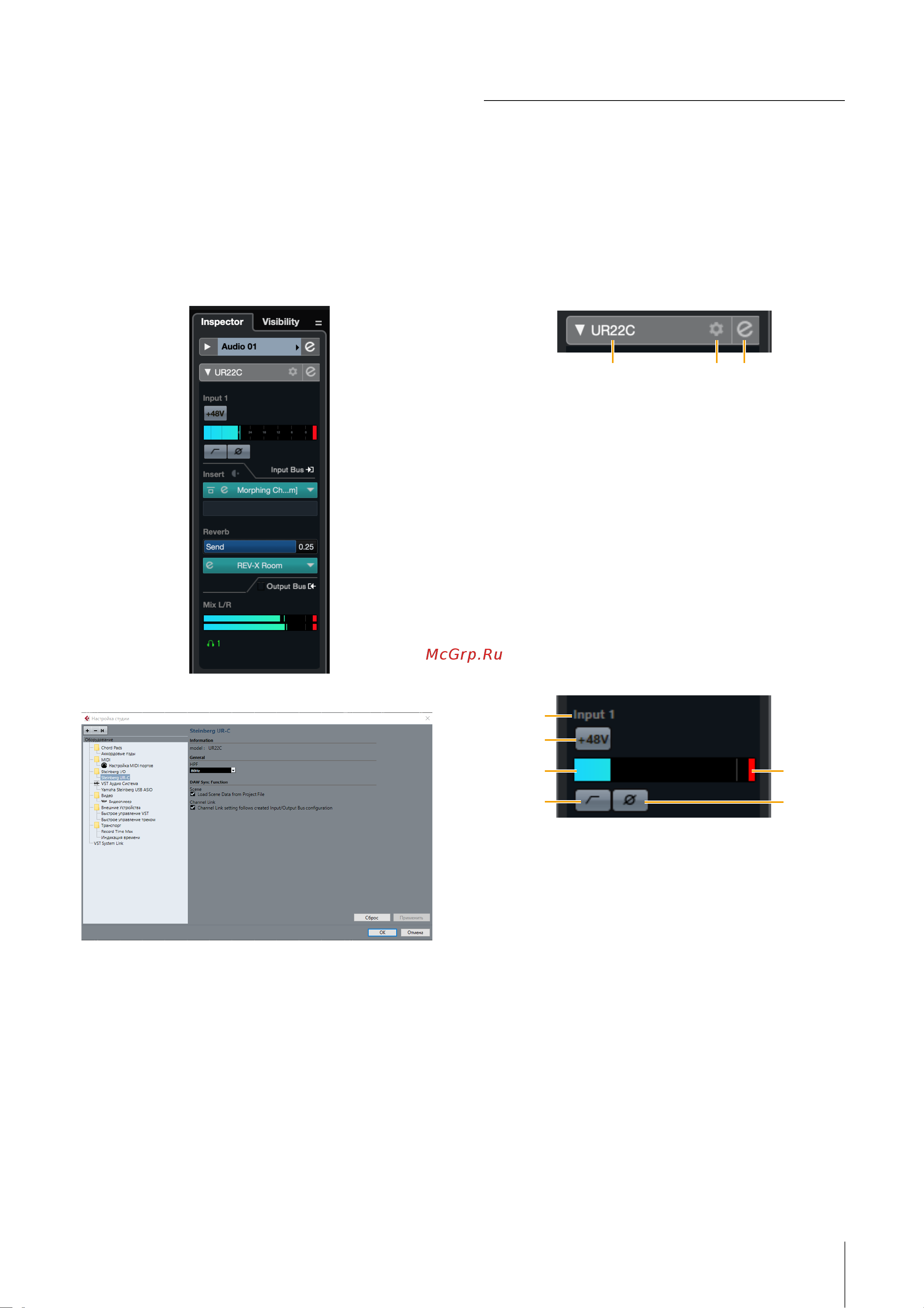 STEINBERG UR22C Recording Pack [13/39] Специальные окна для по серии cubase