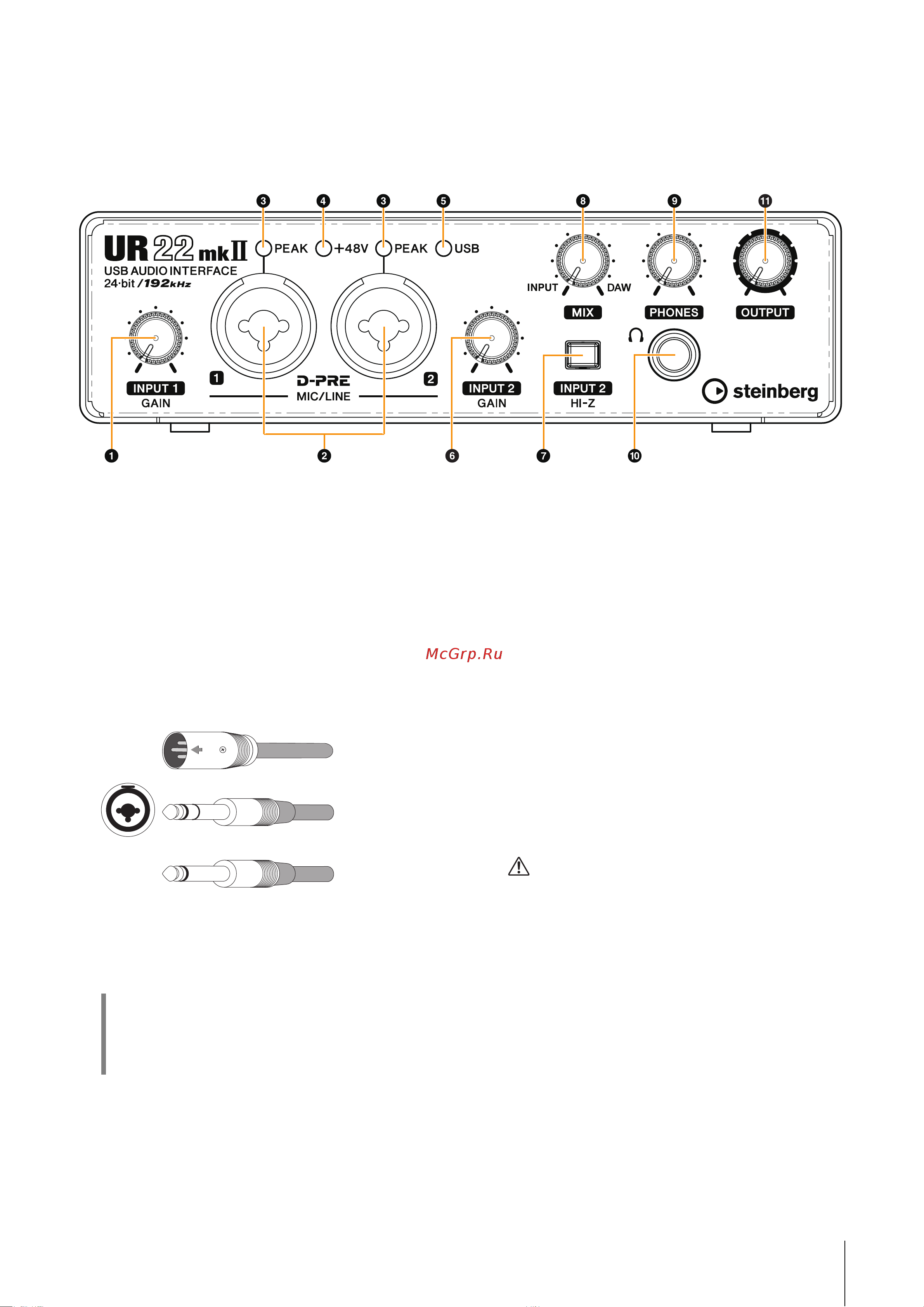 STEINBERG UR22 MKII [3/20] Гнезда mic line 1 2