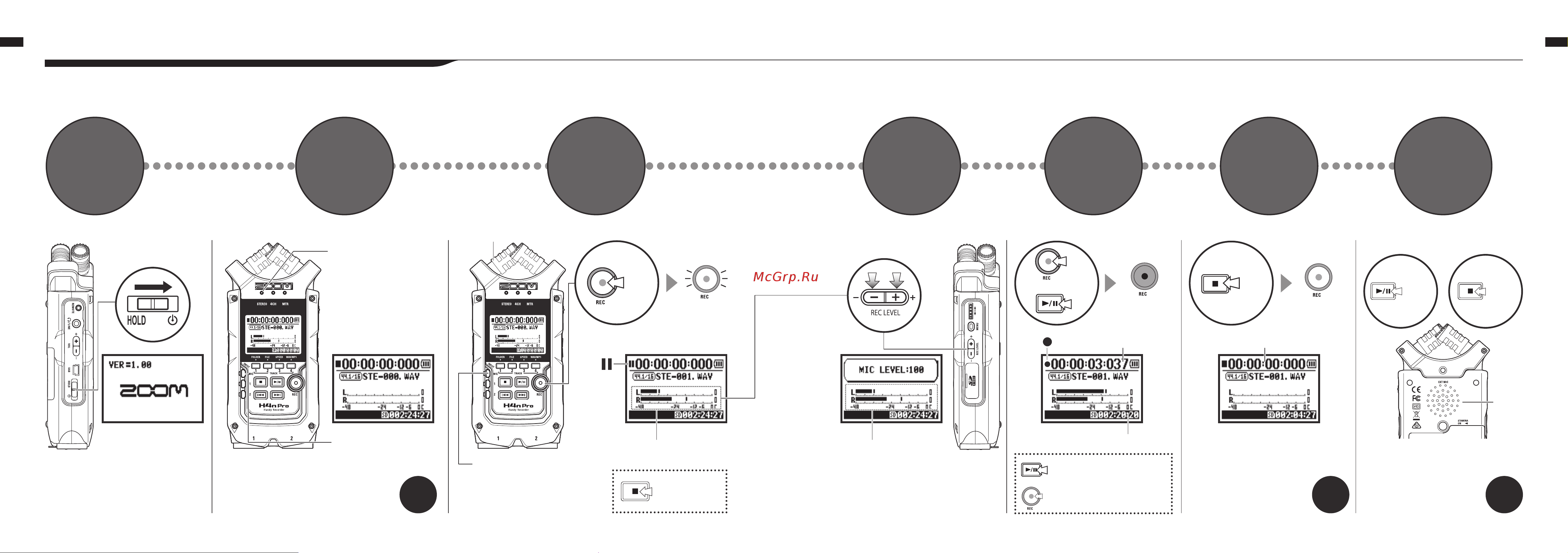 Zoom H4nPro [11/151] 2 запись краткая инструкция режим stereo