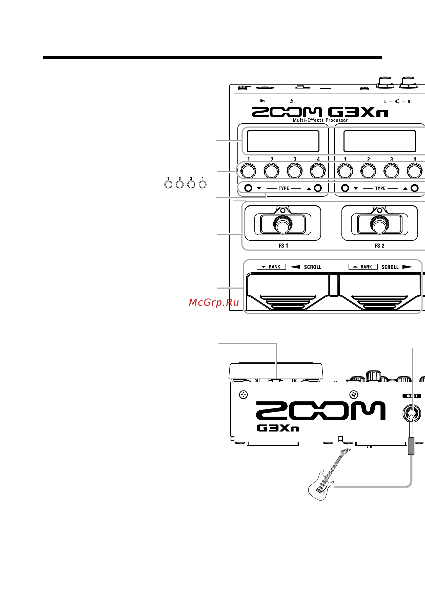 Zoom G3Xn [4/52] Названия деталей прибора