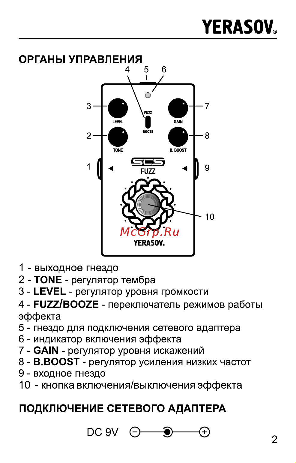 Yerasov SCS FZ-10 Руководство по эксплуатации онлайн [3/8] 776134
