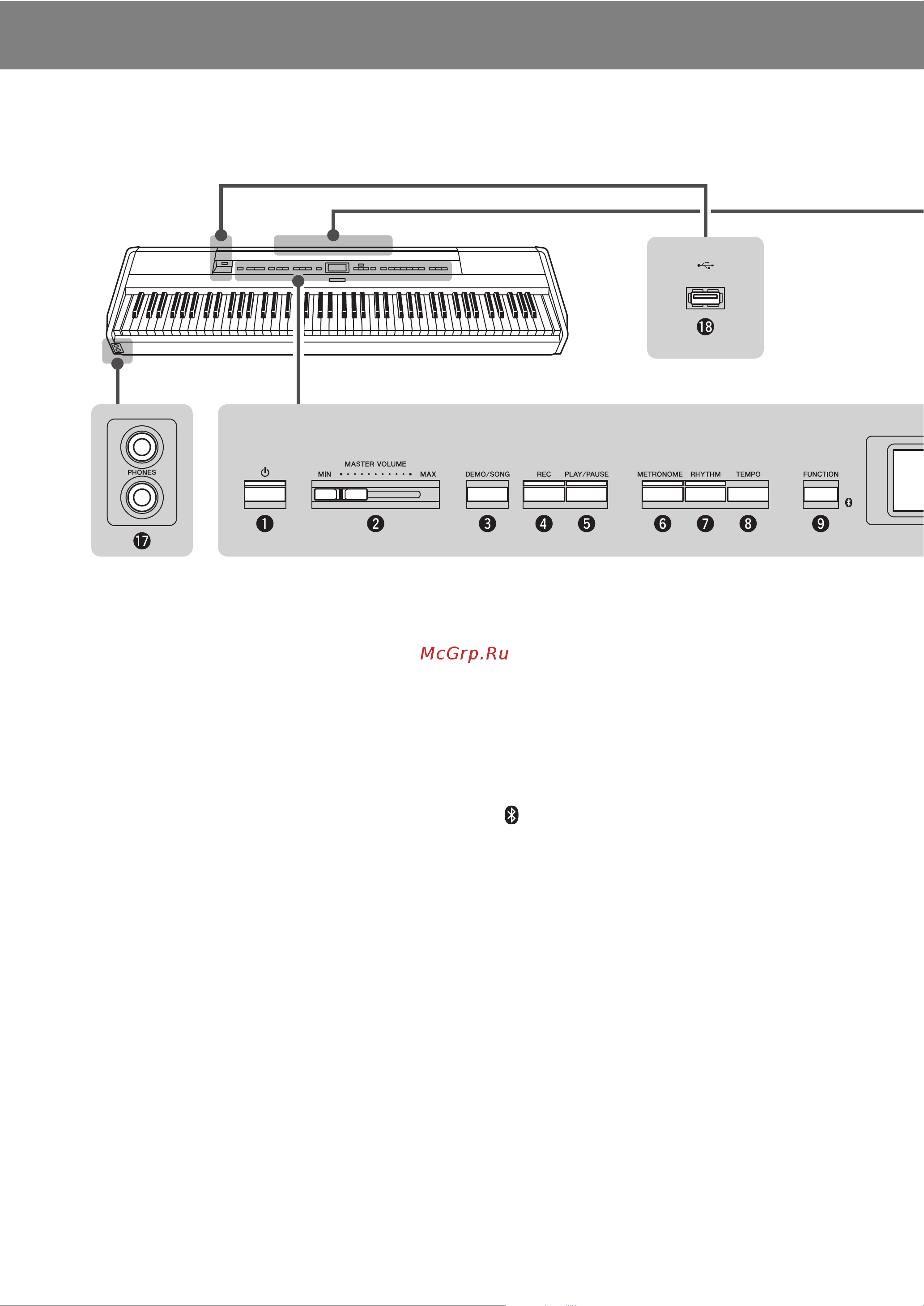 Yamaha P-515WH SET [10/120] Панель управления и разъемы