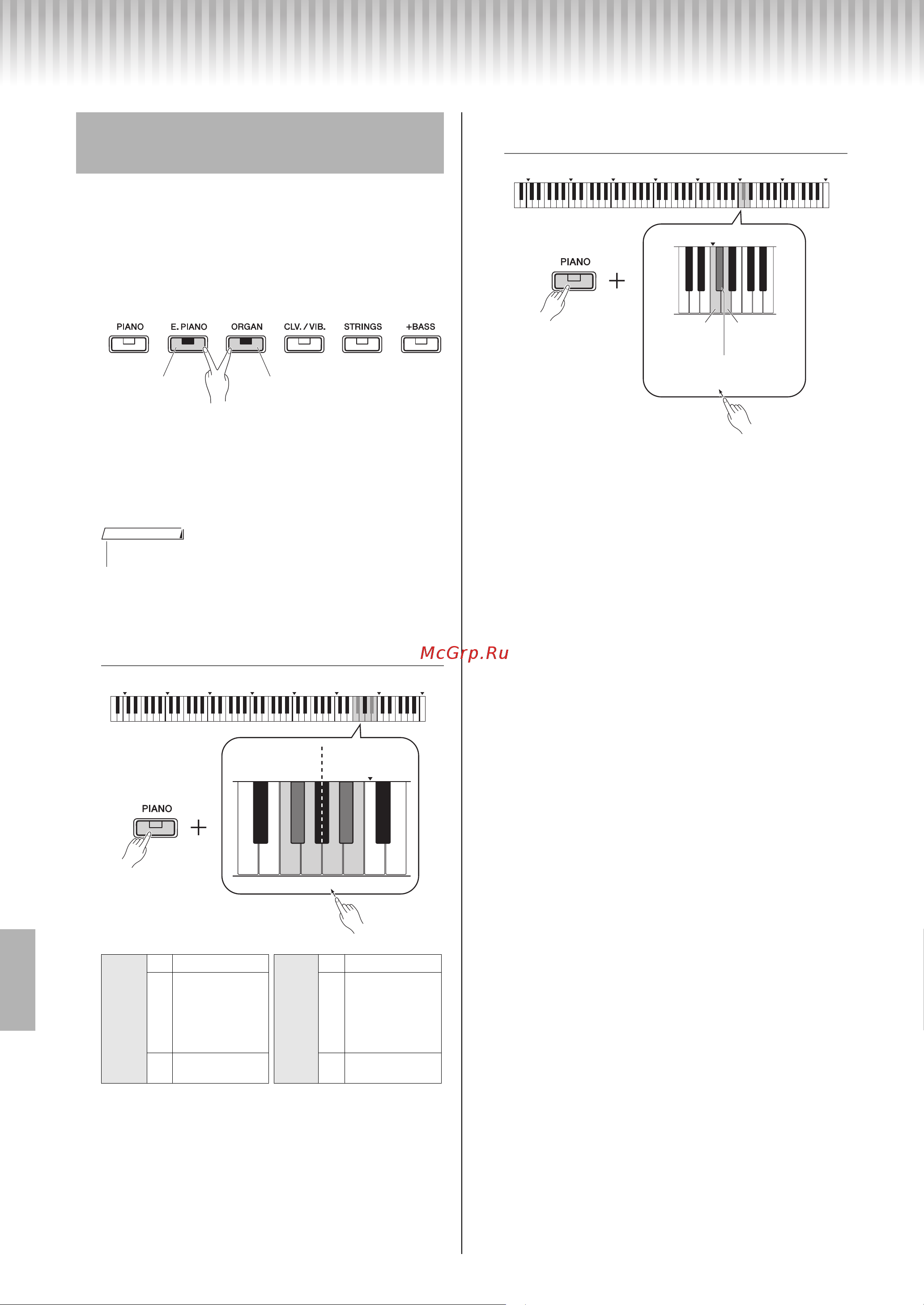 Yamaha P-125WH [14/34] Тембр 1 тембр 2