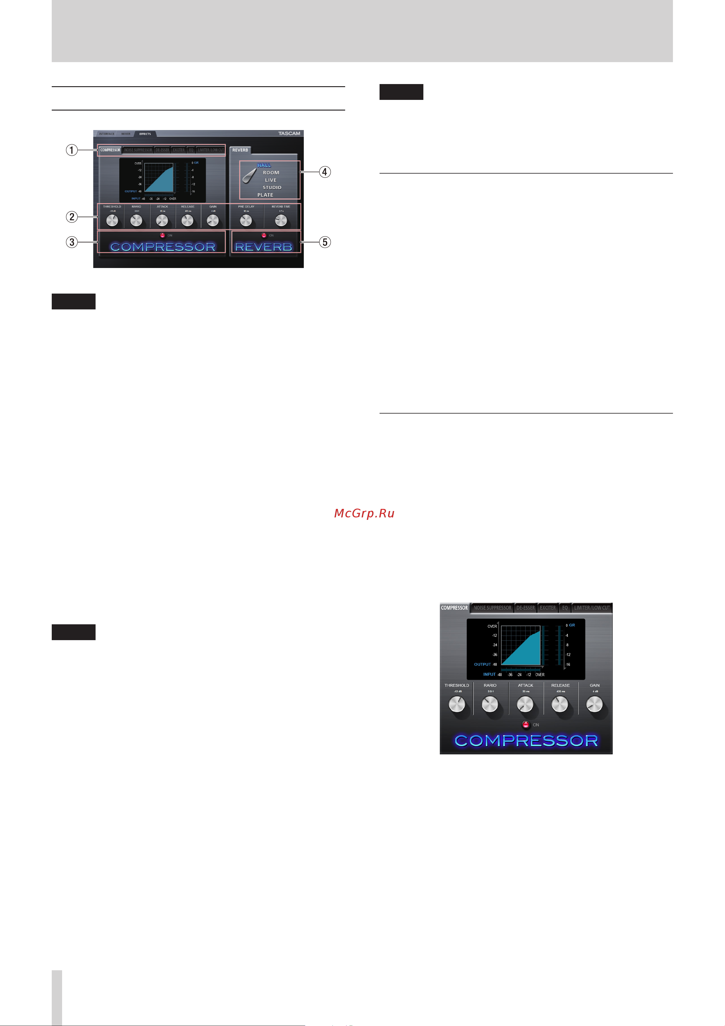 Tascam UH-7000 [20/36] Note about restrictions on the use of built in effects