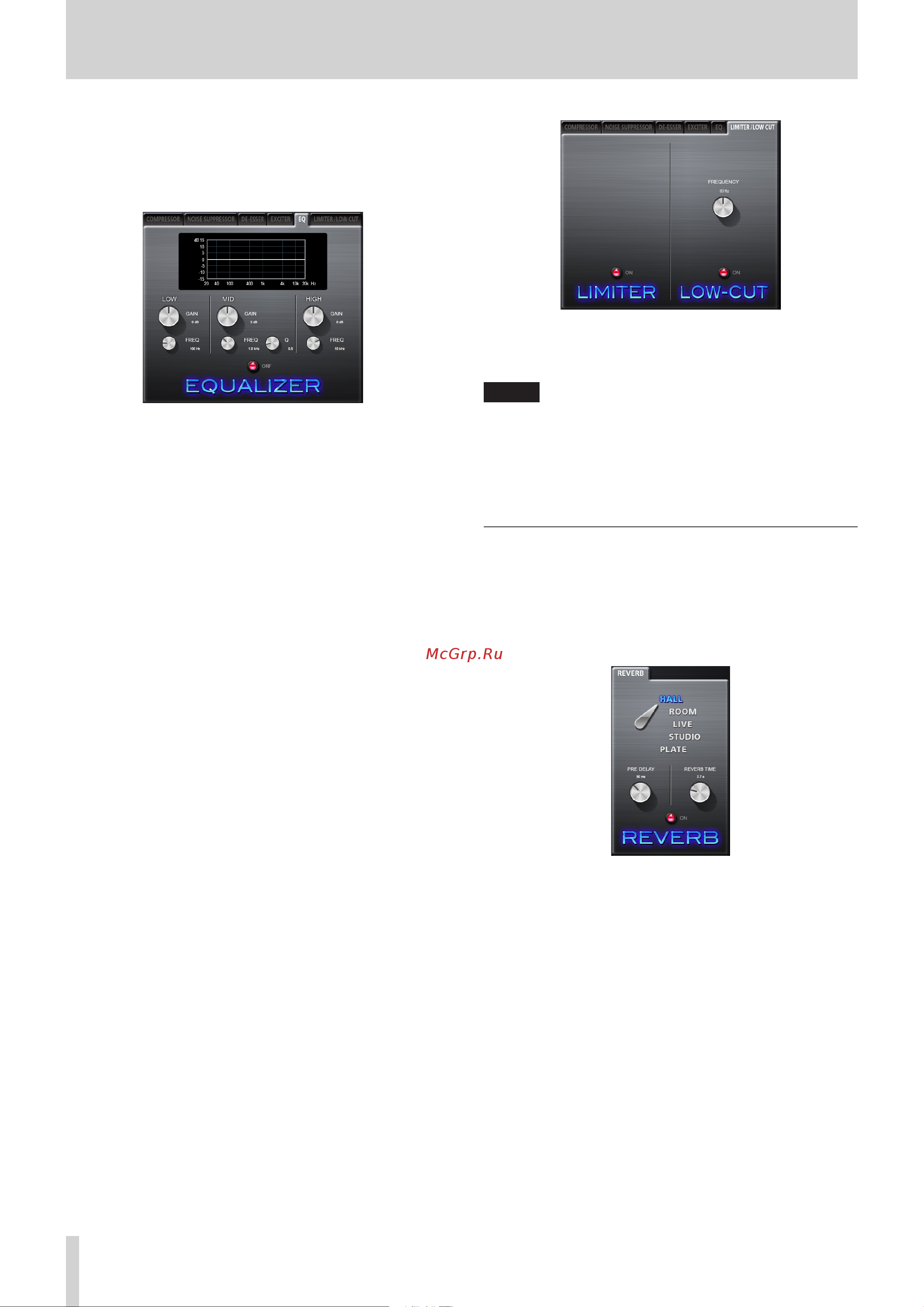 Tascam UH-7000 [22/36] Mixer panel settings
