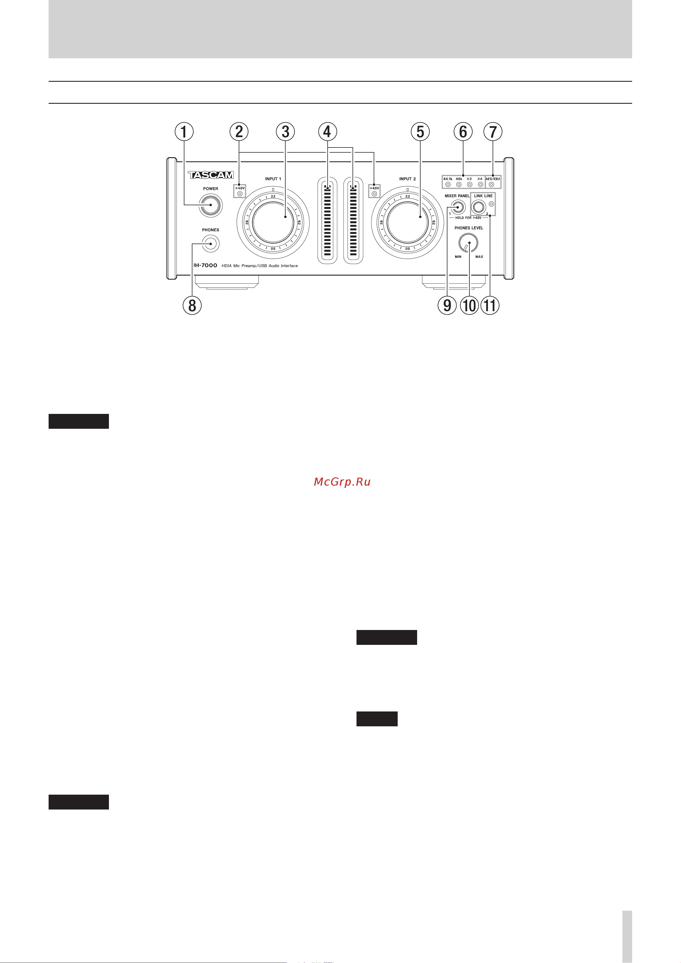 Tascam UH-7000 [7/36] Names and functions of parts