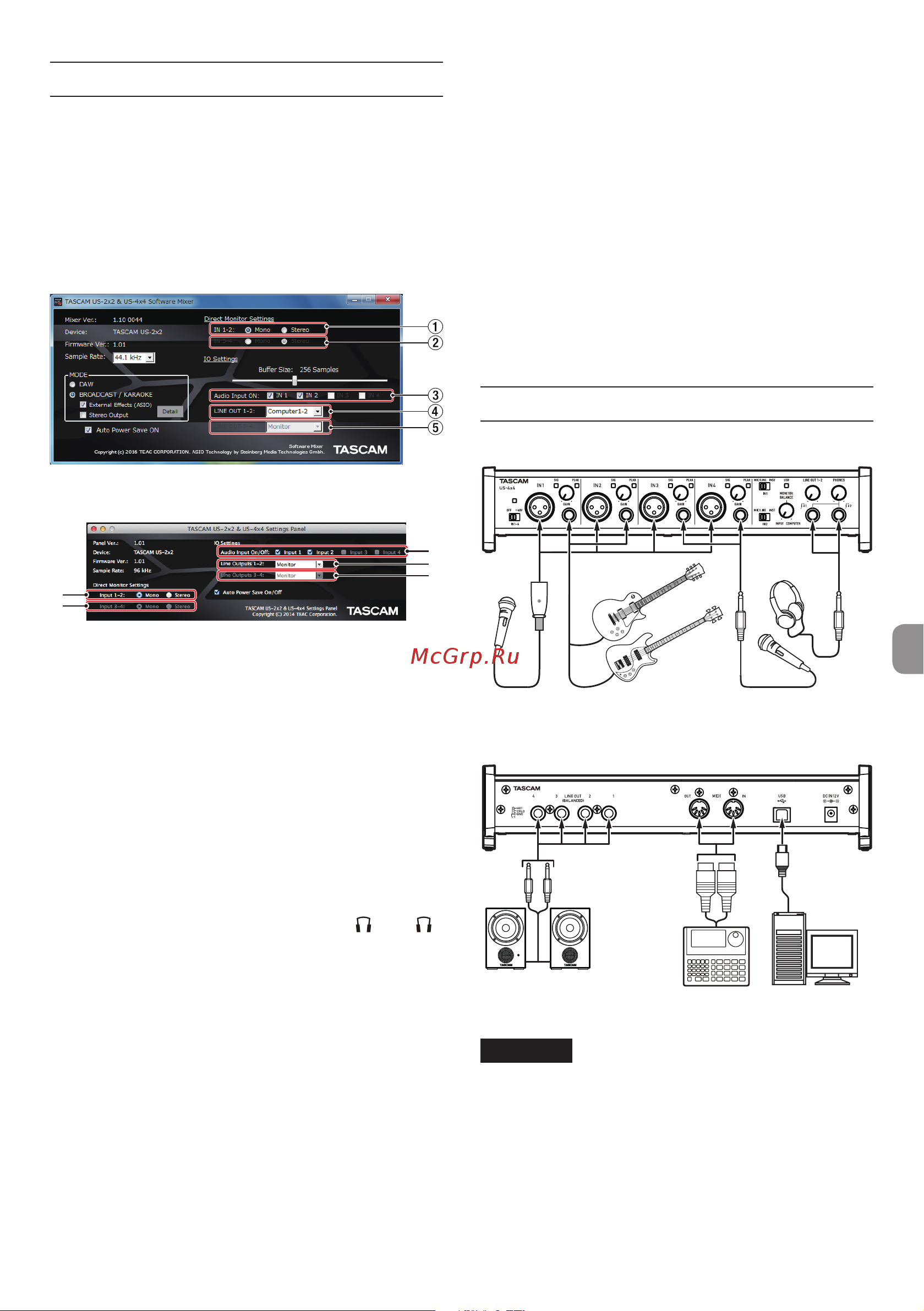 Tascam US-2x2TP [11/88] Connecting other equipment