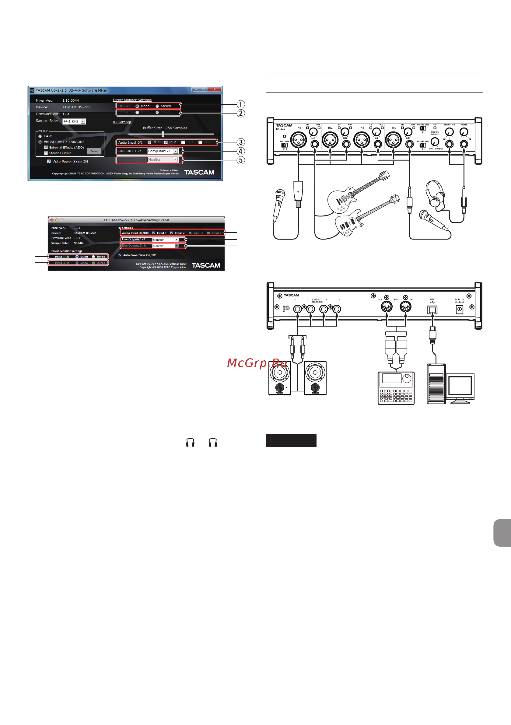 Tascam US-2x2TP [67/88] Collegamento di altri apparecchi
