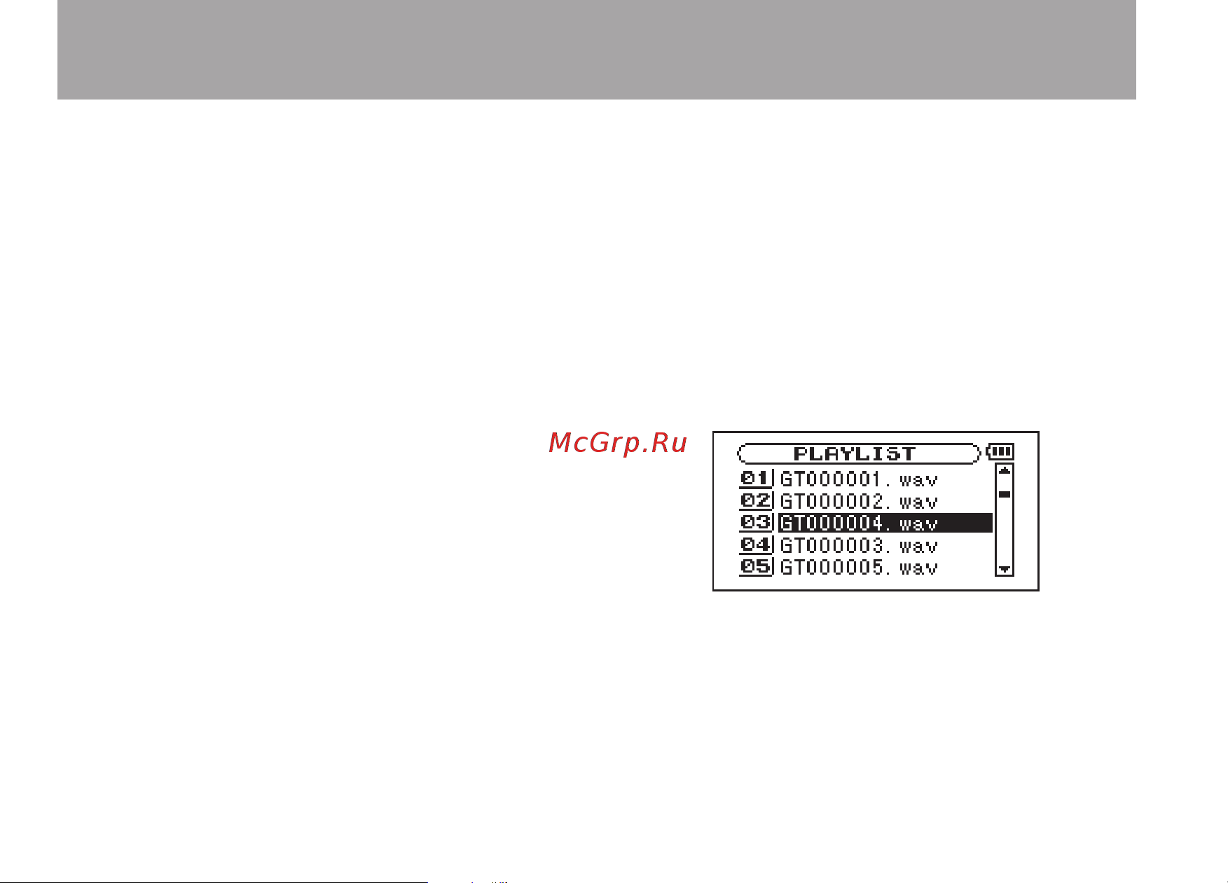 Tascam GT-R1 [62/112] Playback area and playlist