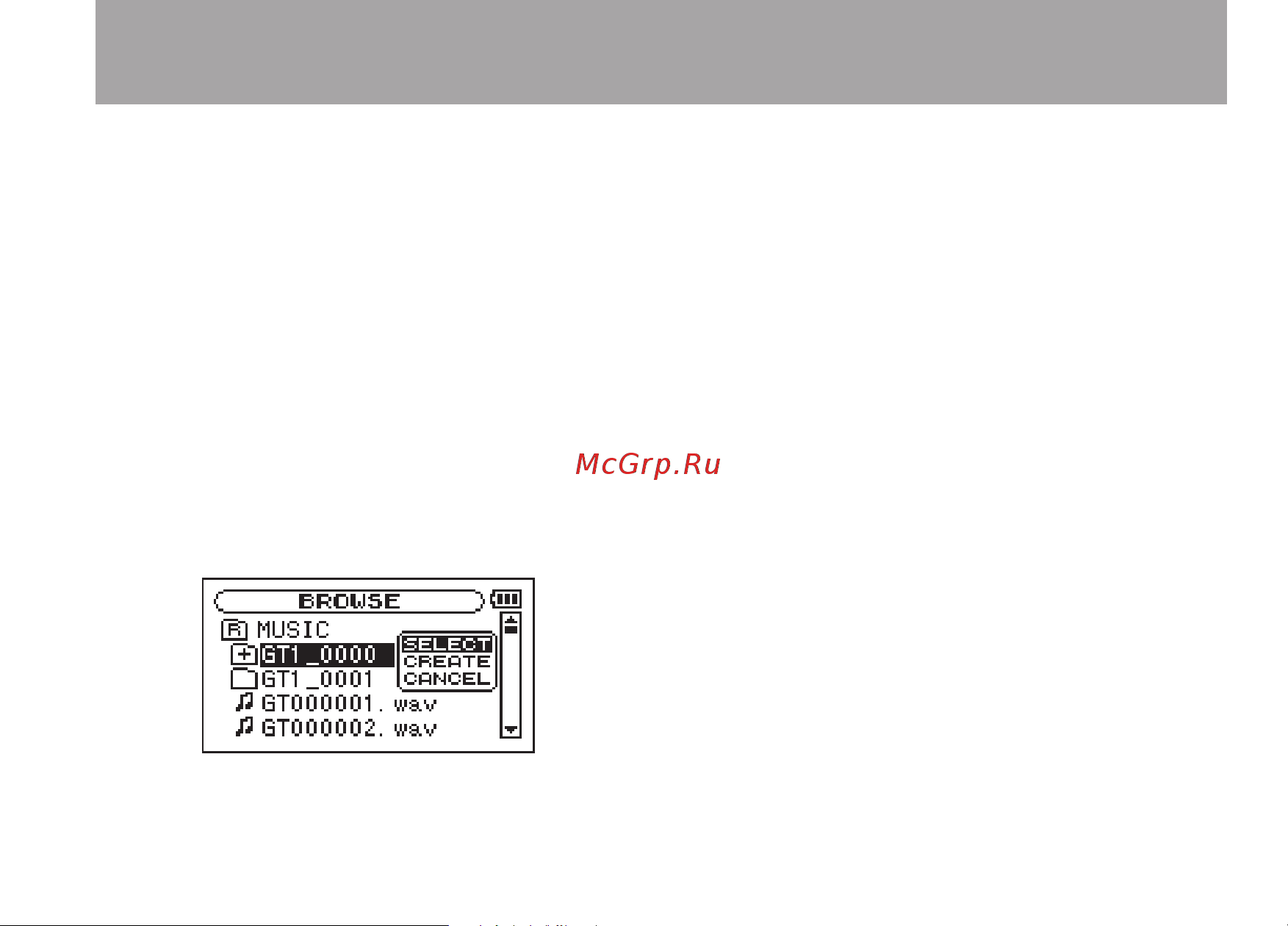 Tascam GT-R1 [65/112] Browse screen