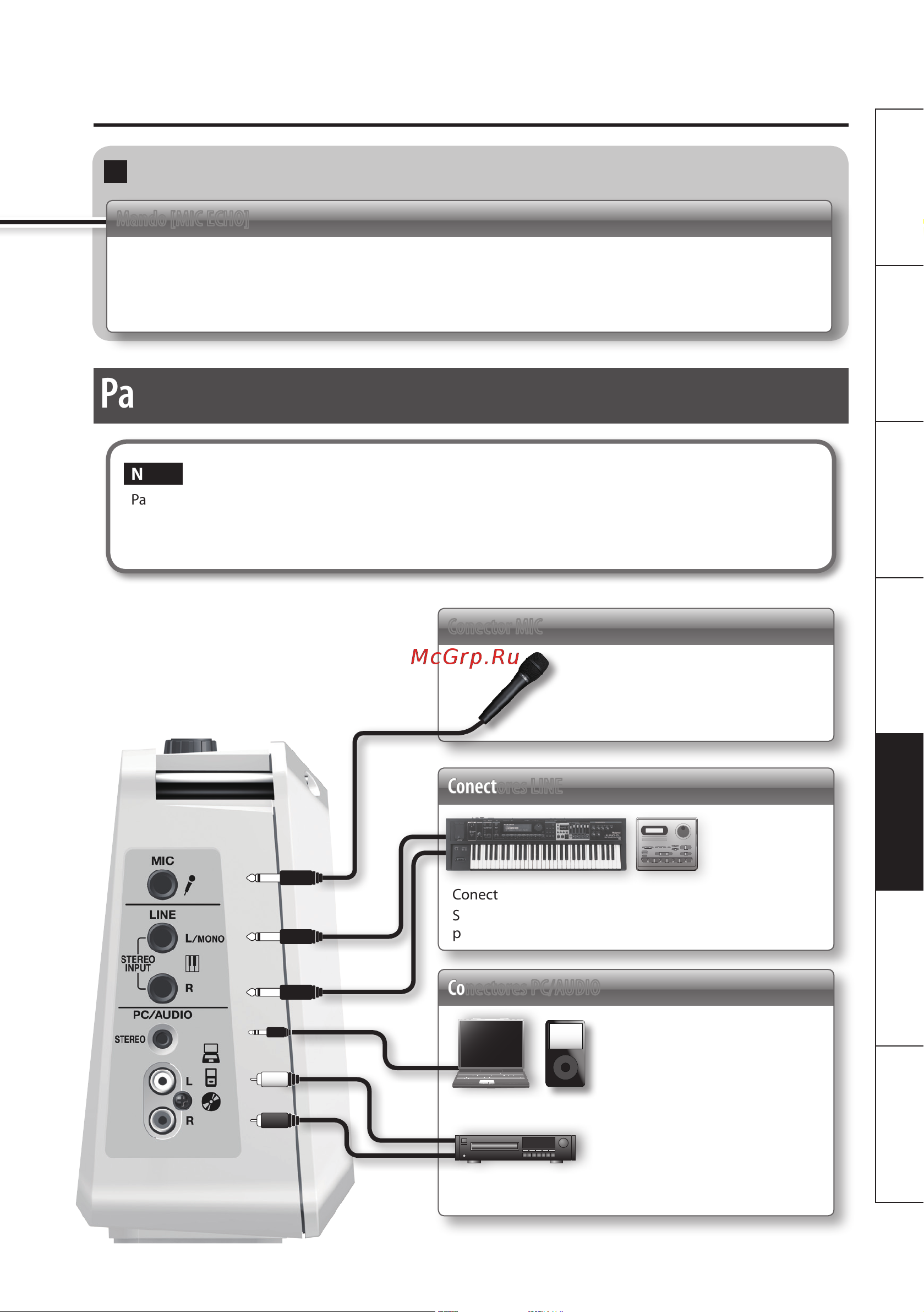 Roland Mobile BA [71/116] Panel lateral conexión de equipos