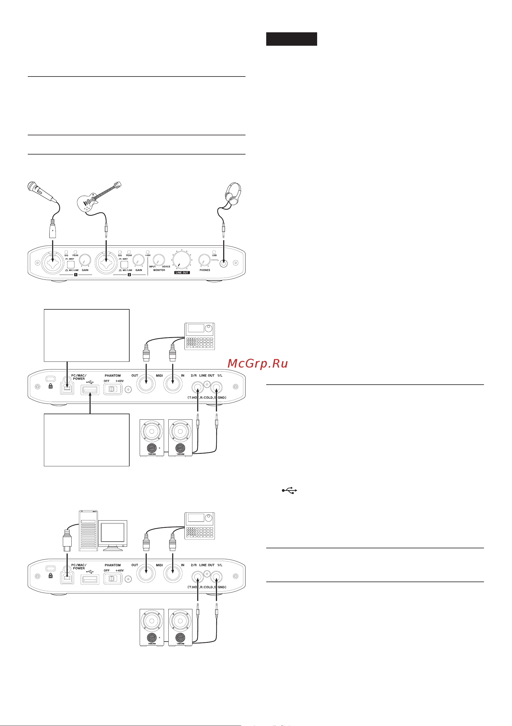 Tascam iXRTP [10/92] Connection illustrations